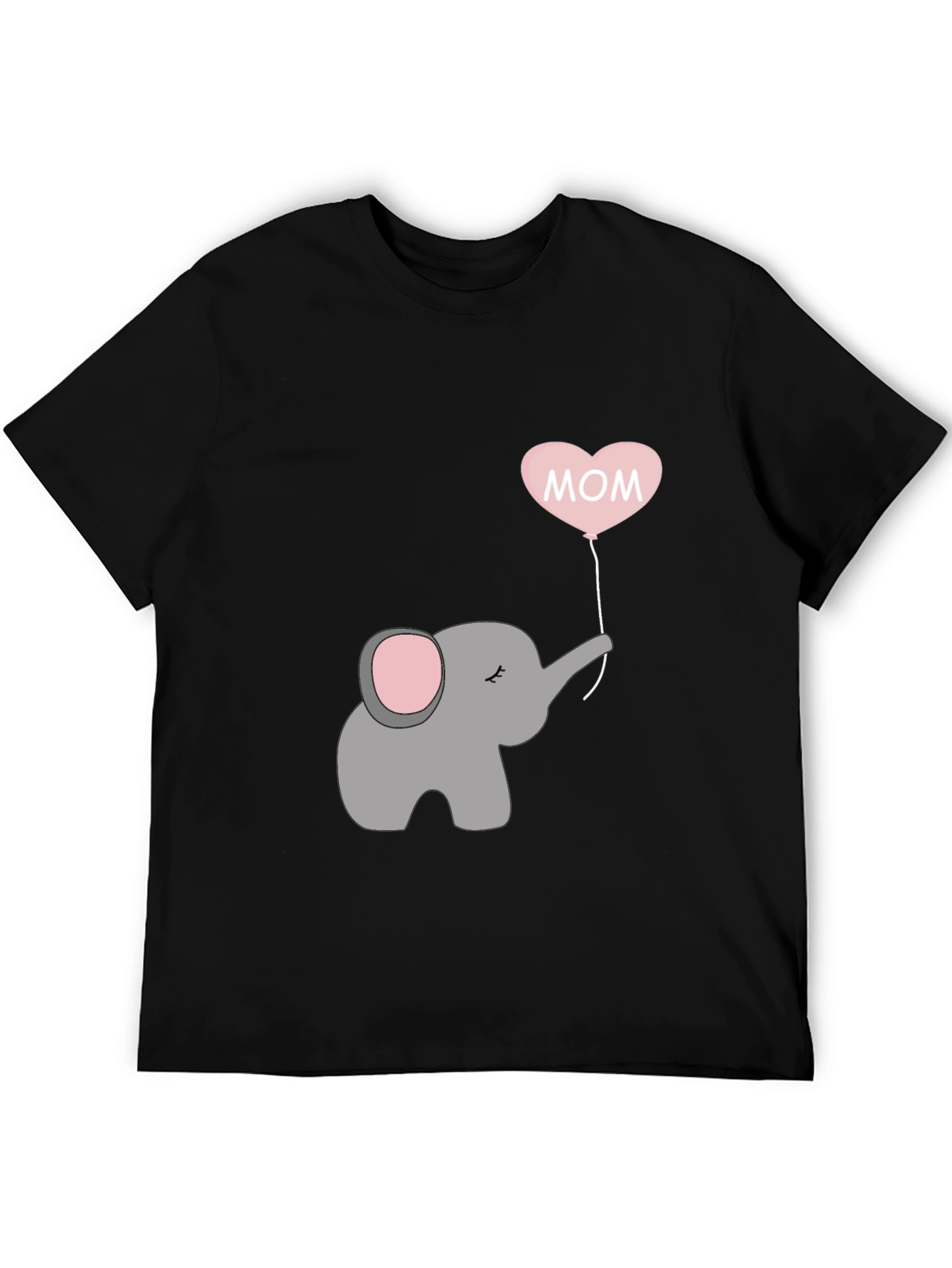 Mom Elephant Heart Balloon T-Shirt - Black