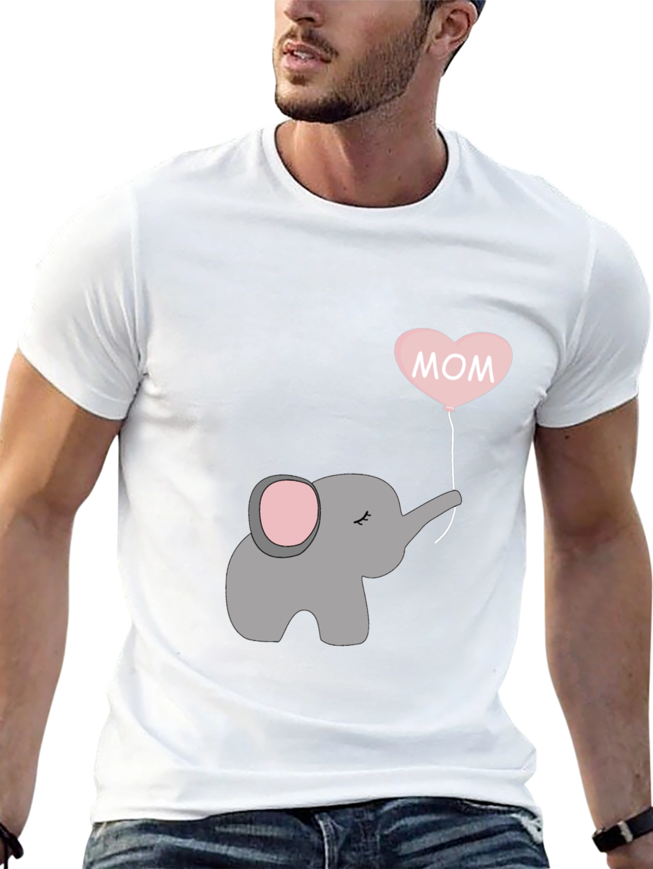 Mom Elephant Heart Balloon T-Shirt - Black