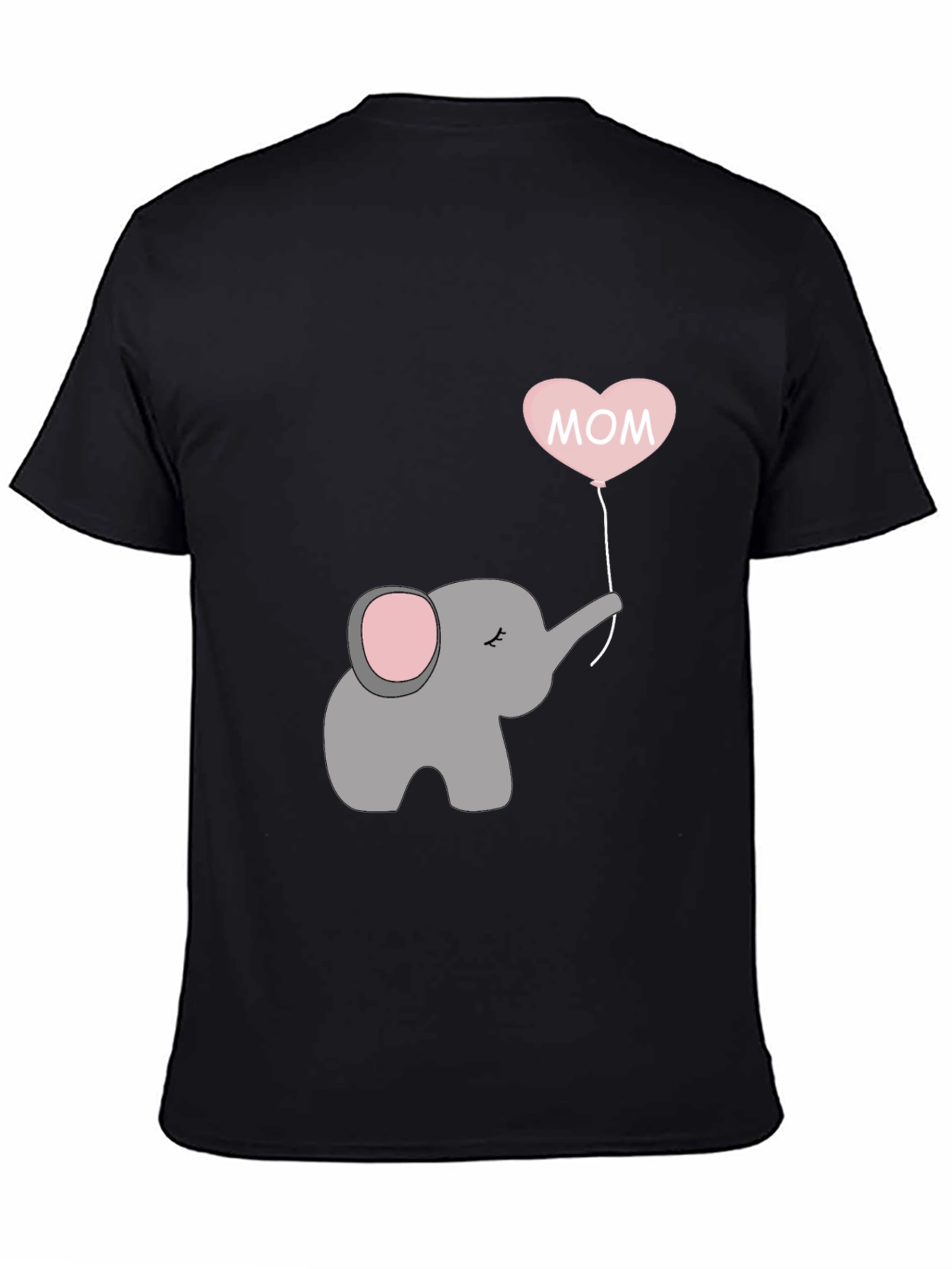 Mom Elephant Heart Balloon T-Shirt - Black
