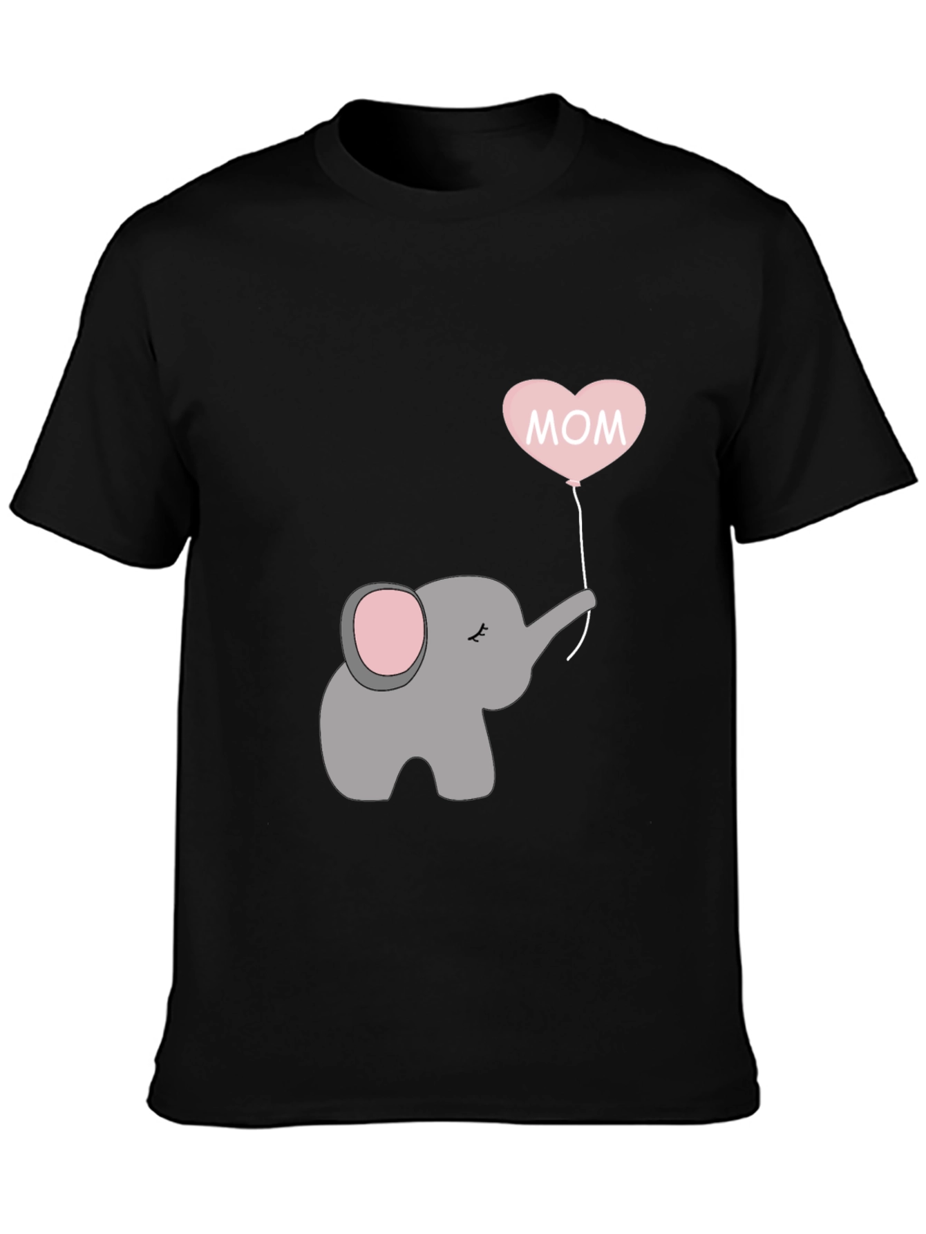 Mom Elephant Heart Balloon T-Shirt - Black