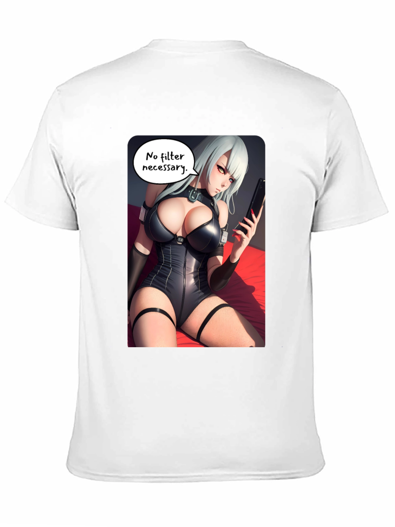 Black T-Shirt with Anime Girl Print
