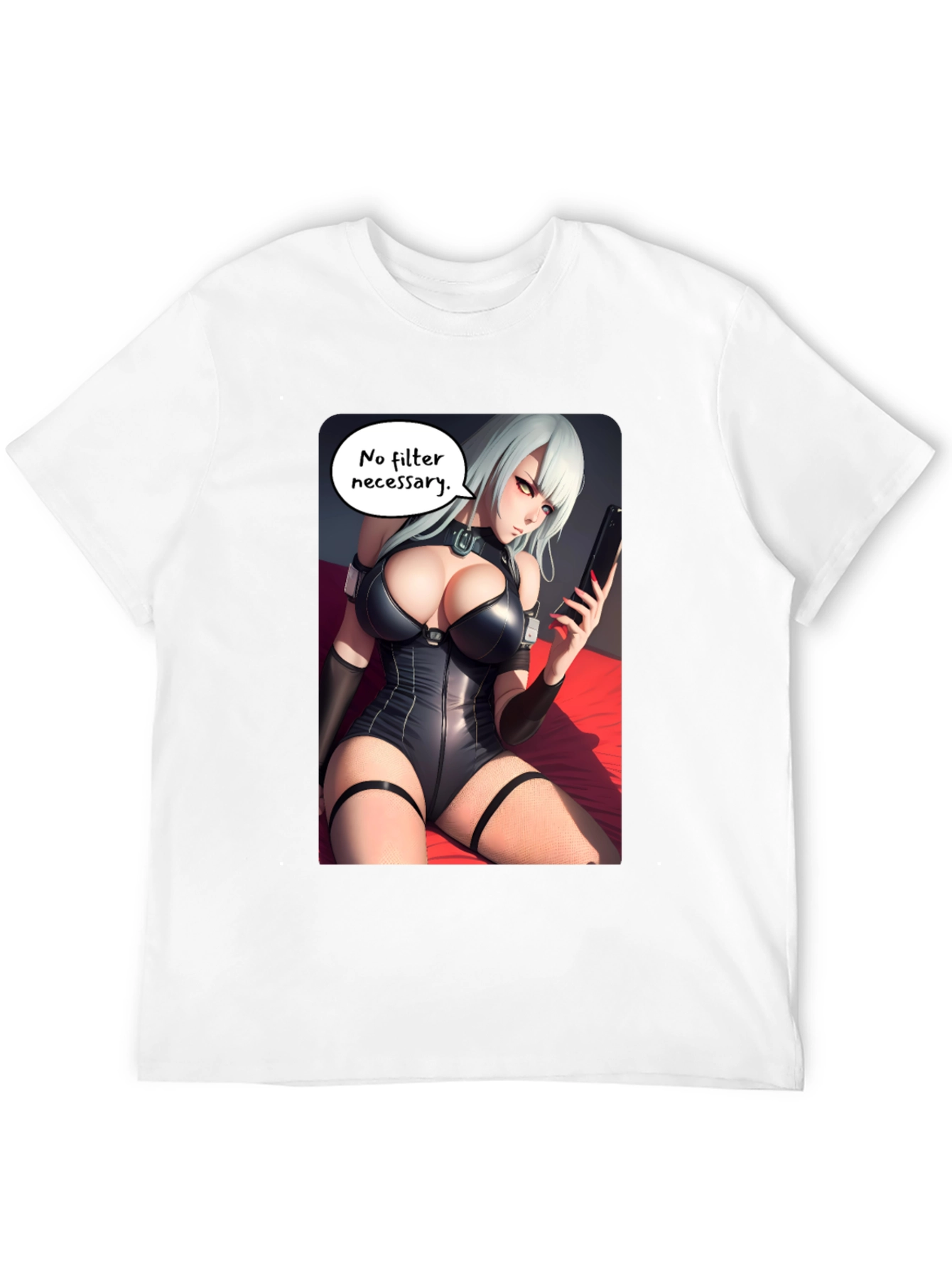 Black T-Shirt with Anime Girl Print