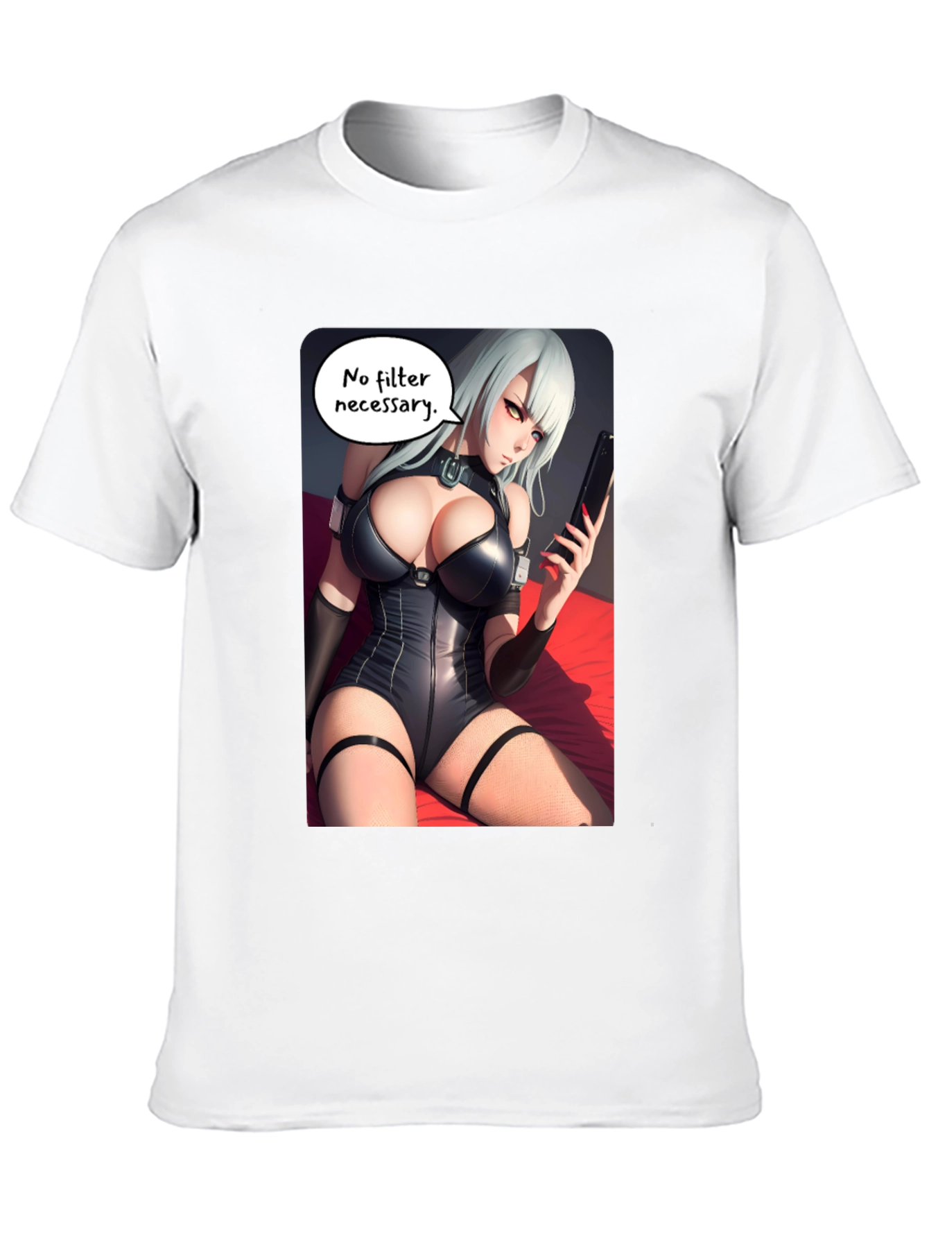 Black T-Shirt with Anime Girl Print