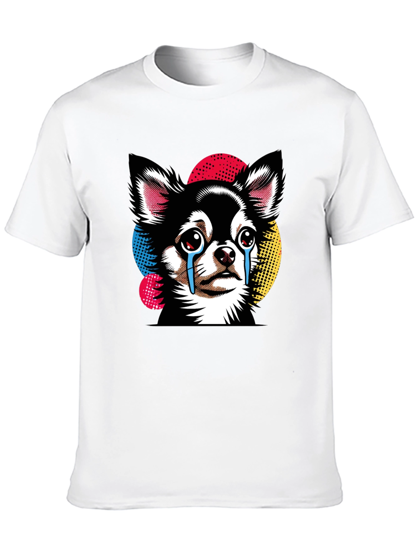 Crying Chihuahua Graphic Tee - Black Cotton T-Shirt
