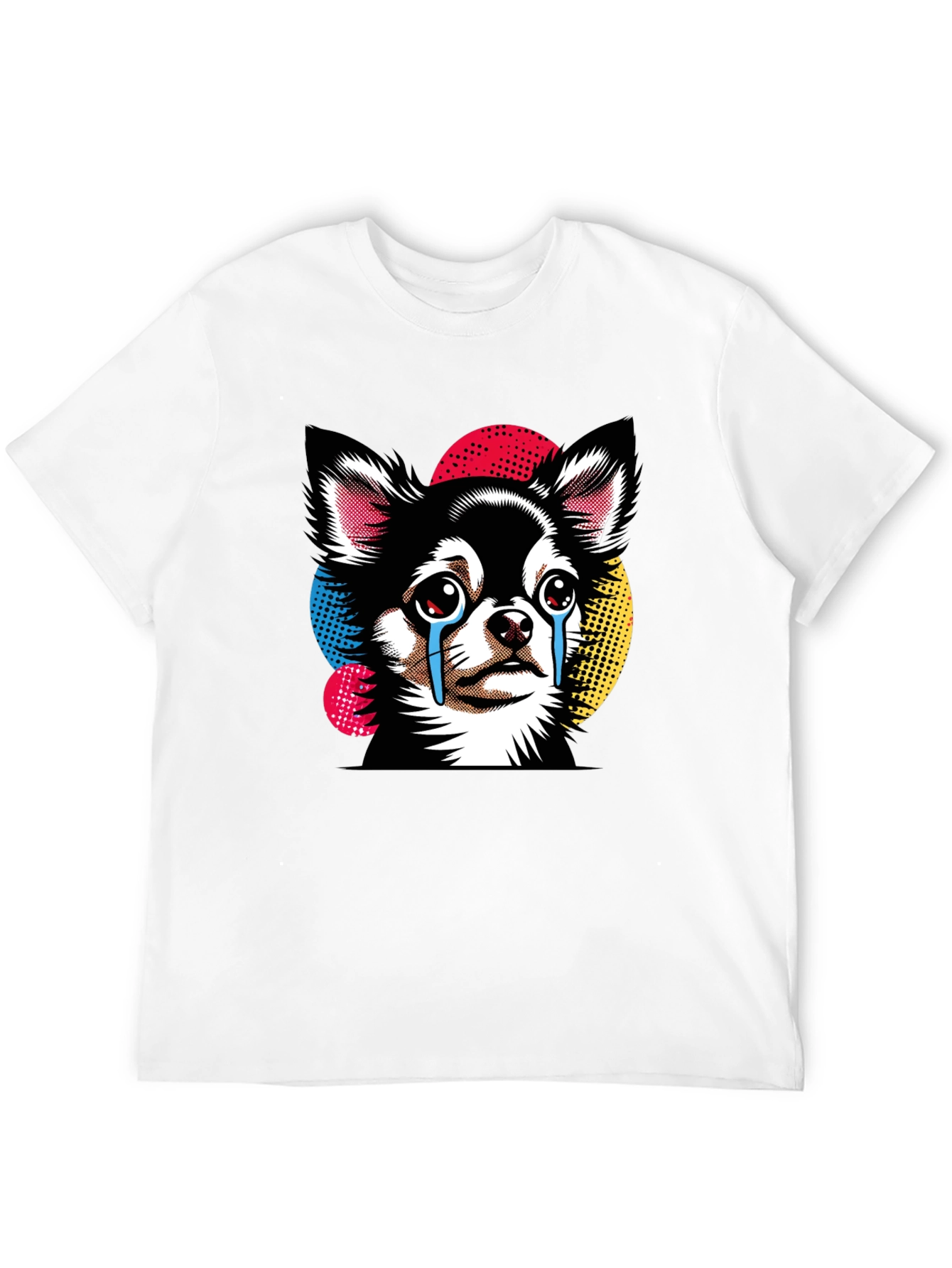 Crying Chihuahua Graphic Tee - Black Cotton T-Shirt