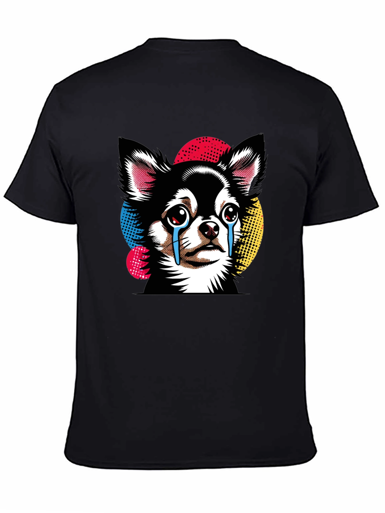Crying Chihuahua Graphic Tee - Black Cotton T-Shirt