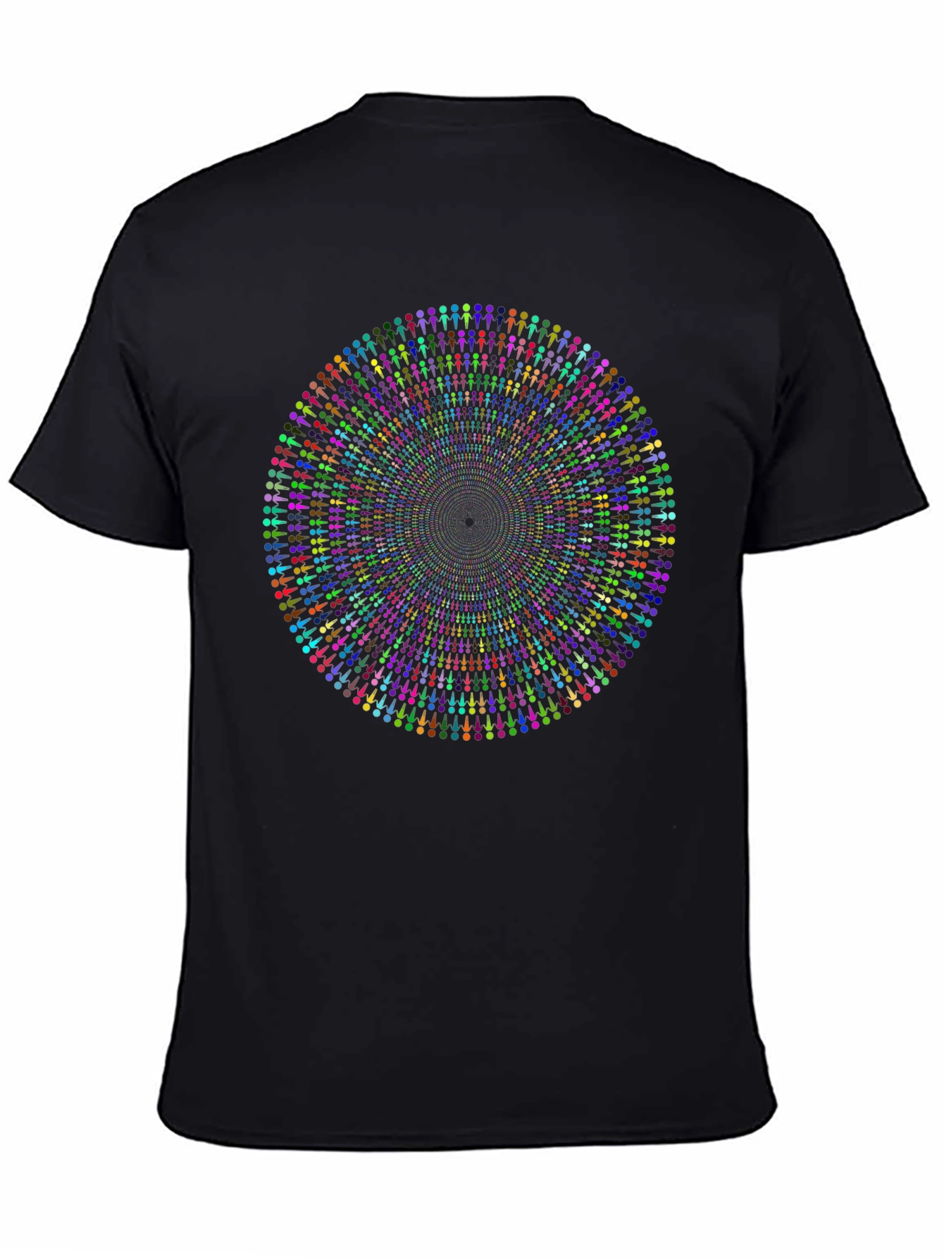 Vibrant Mandala People Black T-Shirt