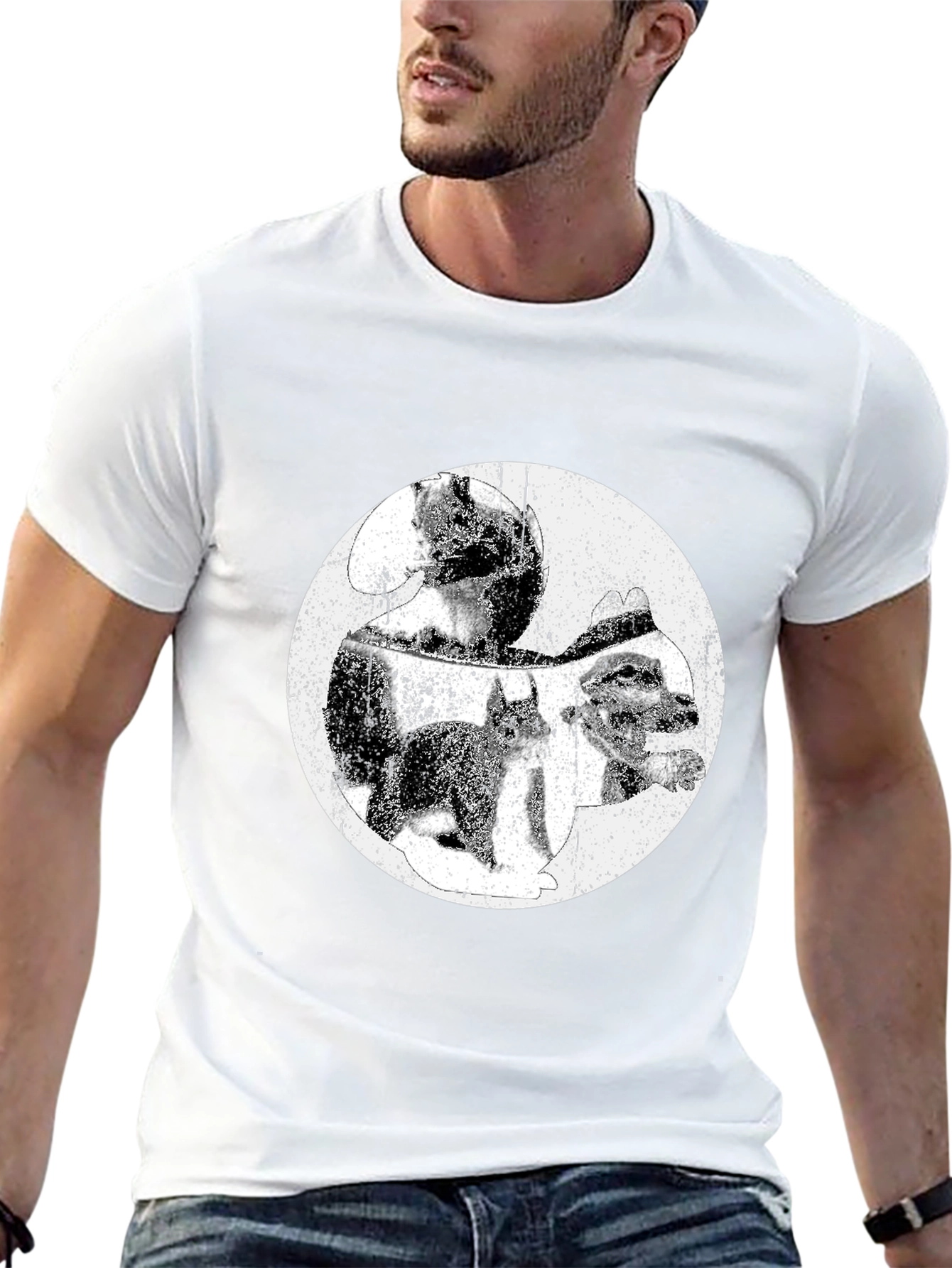 Grunge Graphic Tee - Black Cotton T-Shirt