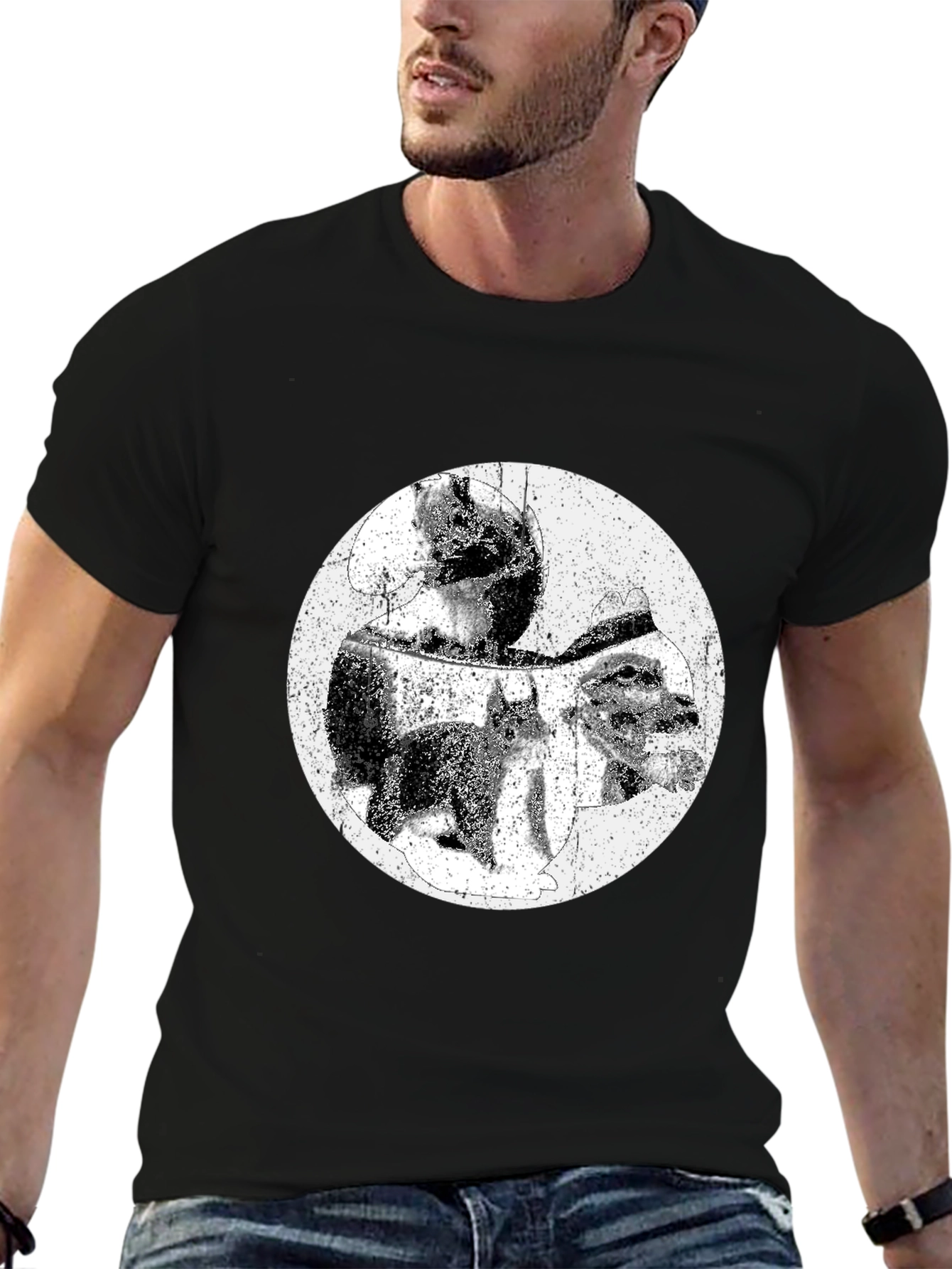 Grunge Graphic Tee - Black Cotton T-Shirt
