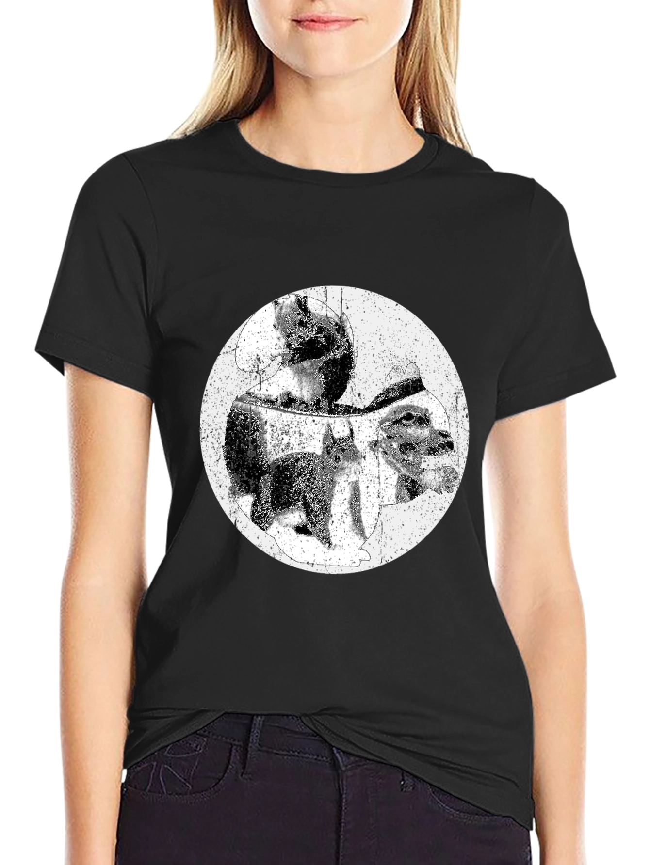 Grunge Graphic Tee - Black Cotton T-Shirt