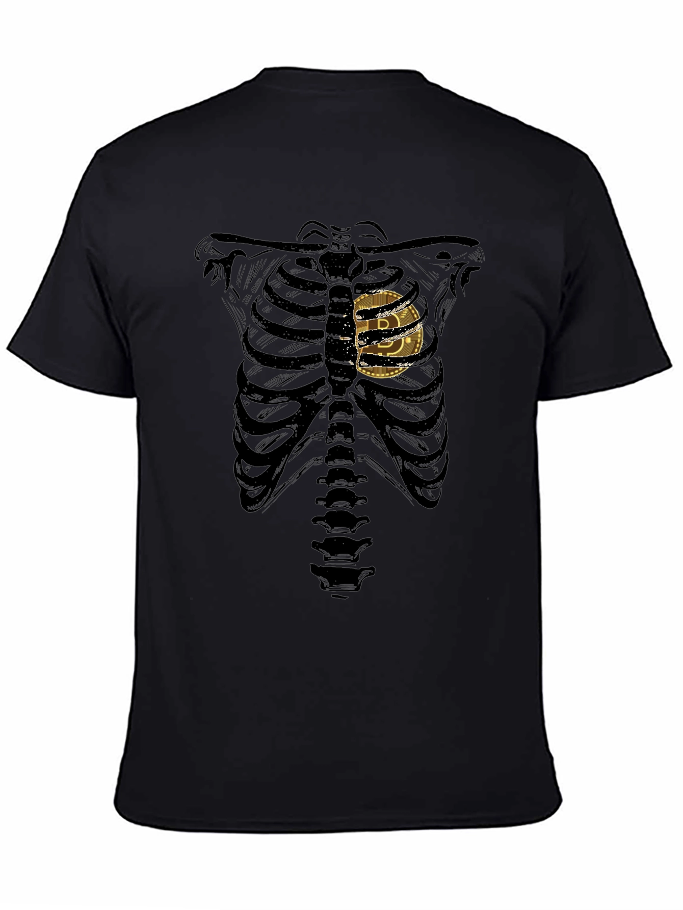Bitcoin Skeleton Ribcage Graphic T-Shirt