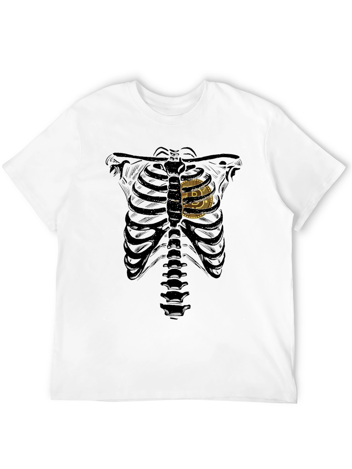 Bitcoin Skeleton Ribcage Graphic T-Shirt