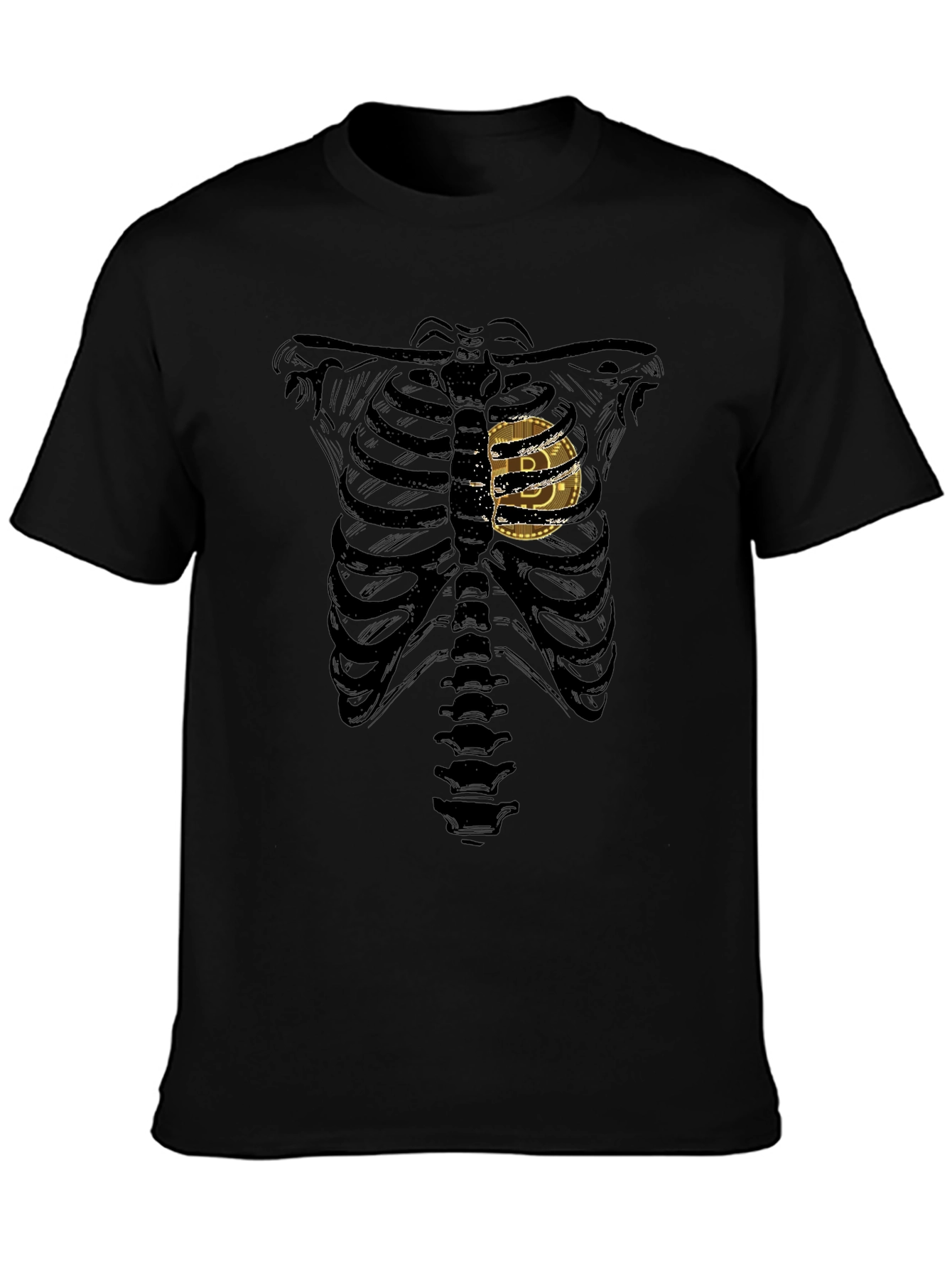 Bitcoin Skeleton Ribcage Graphic T-Shirt