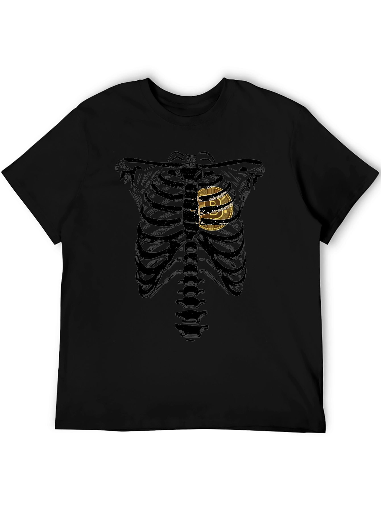 Bitcoin Skeleton Ribcage Graphic T-Shirt