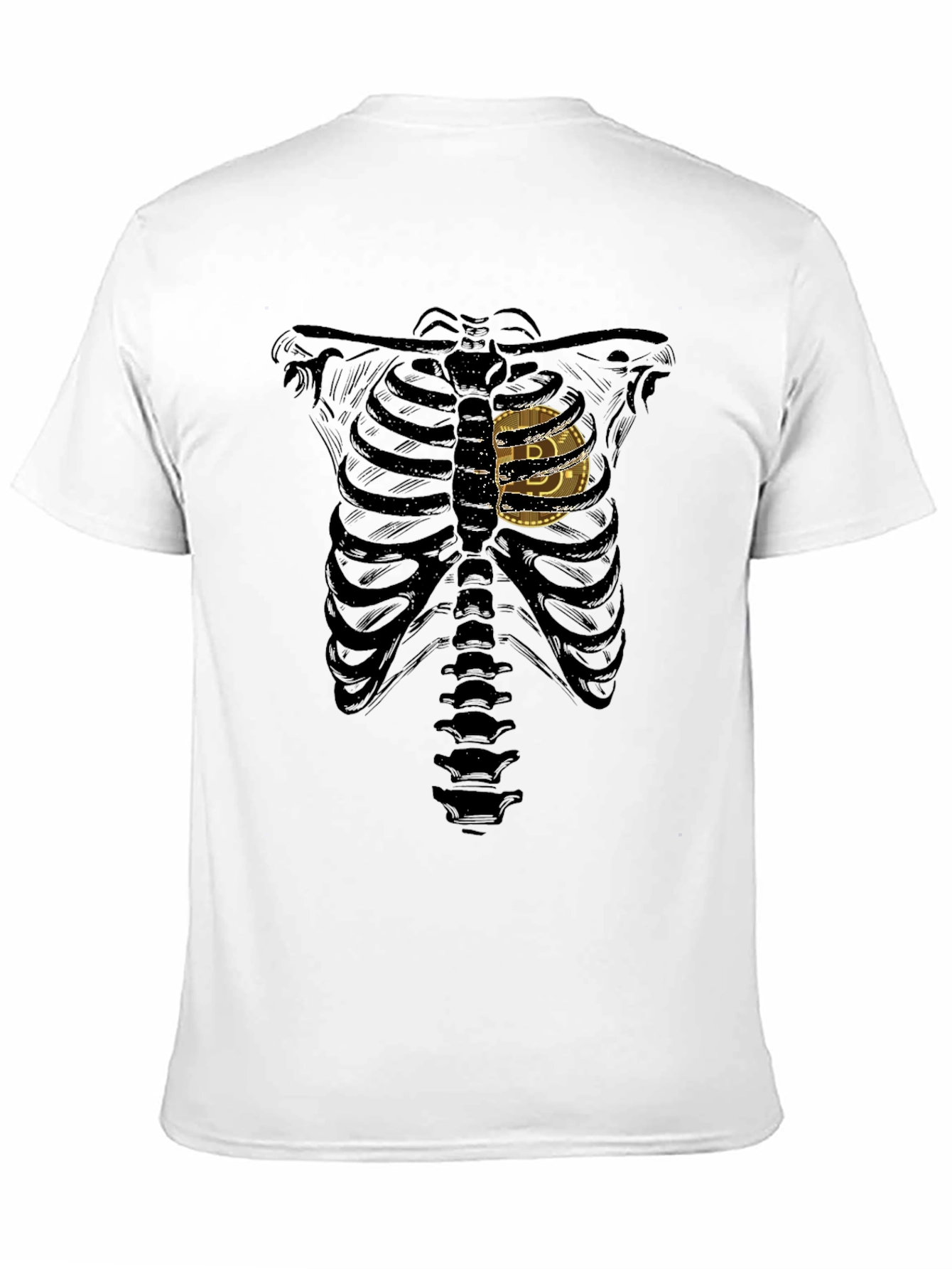 Bitcoin Skeleton Ribcage Graphic T-Shirt