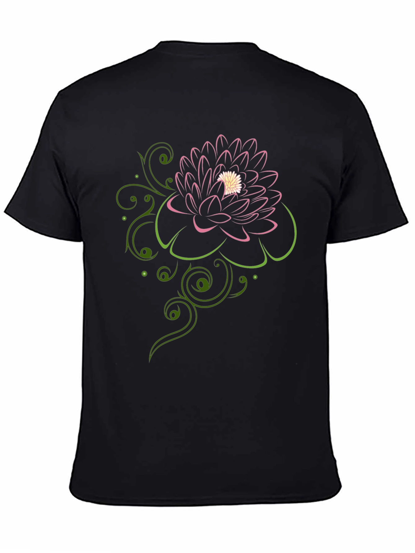 Floral Design Black T-Shirt