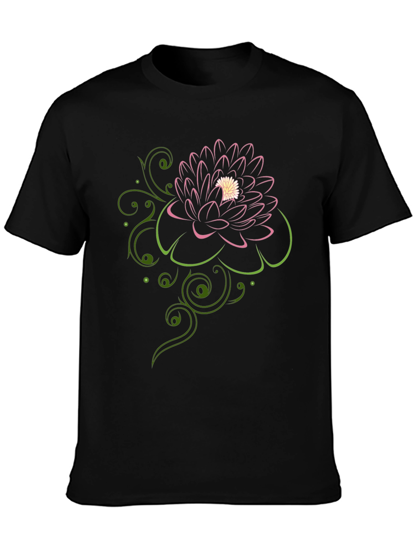 Floral Design Black T-Shirt