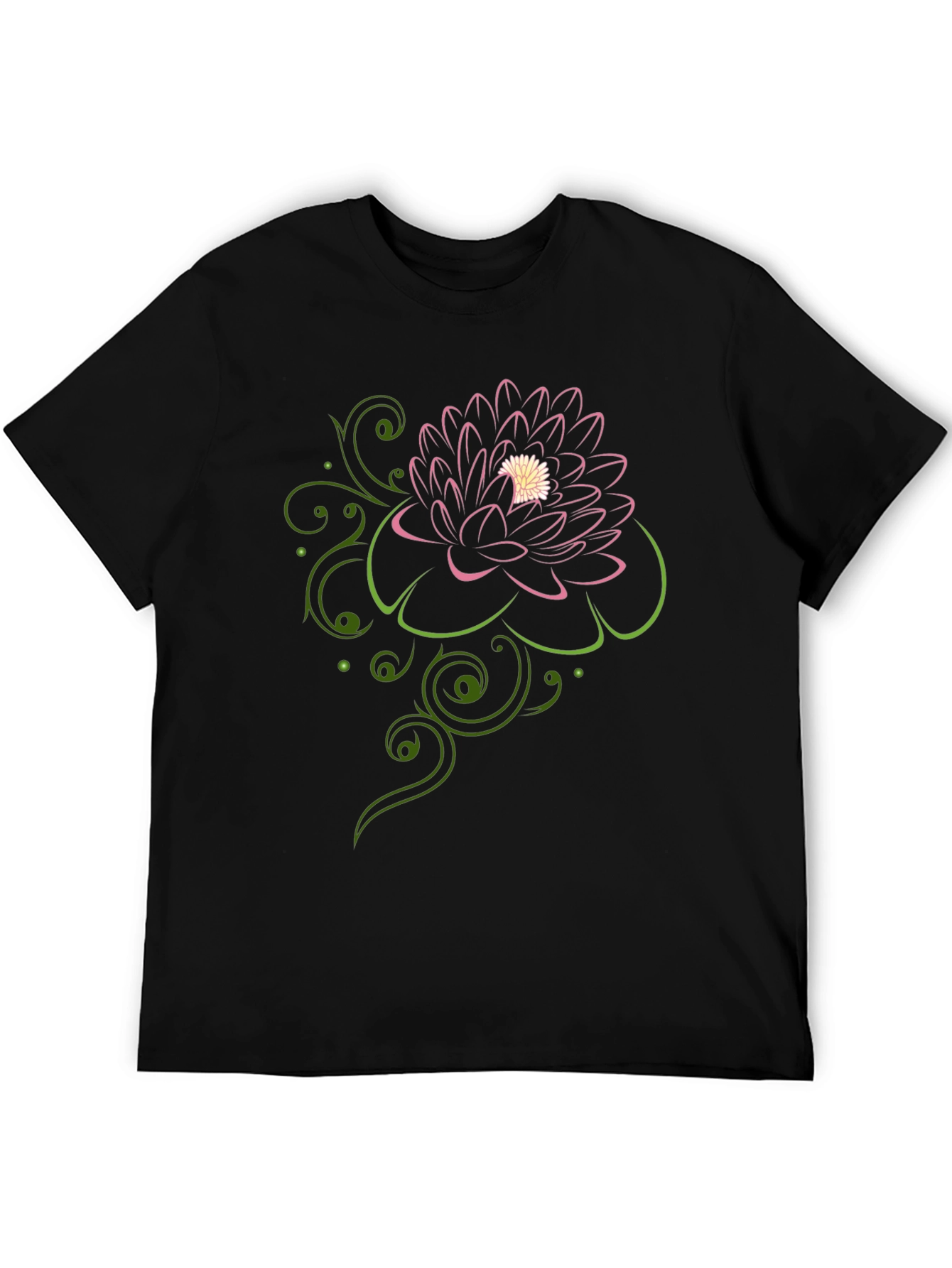 Floral Design Black T-Shirt