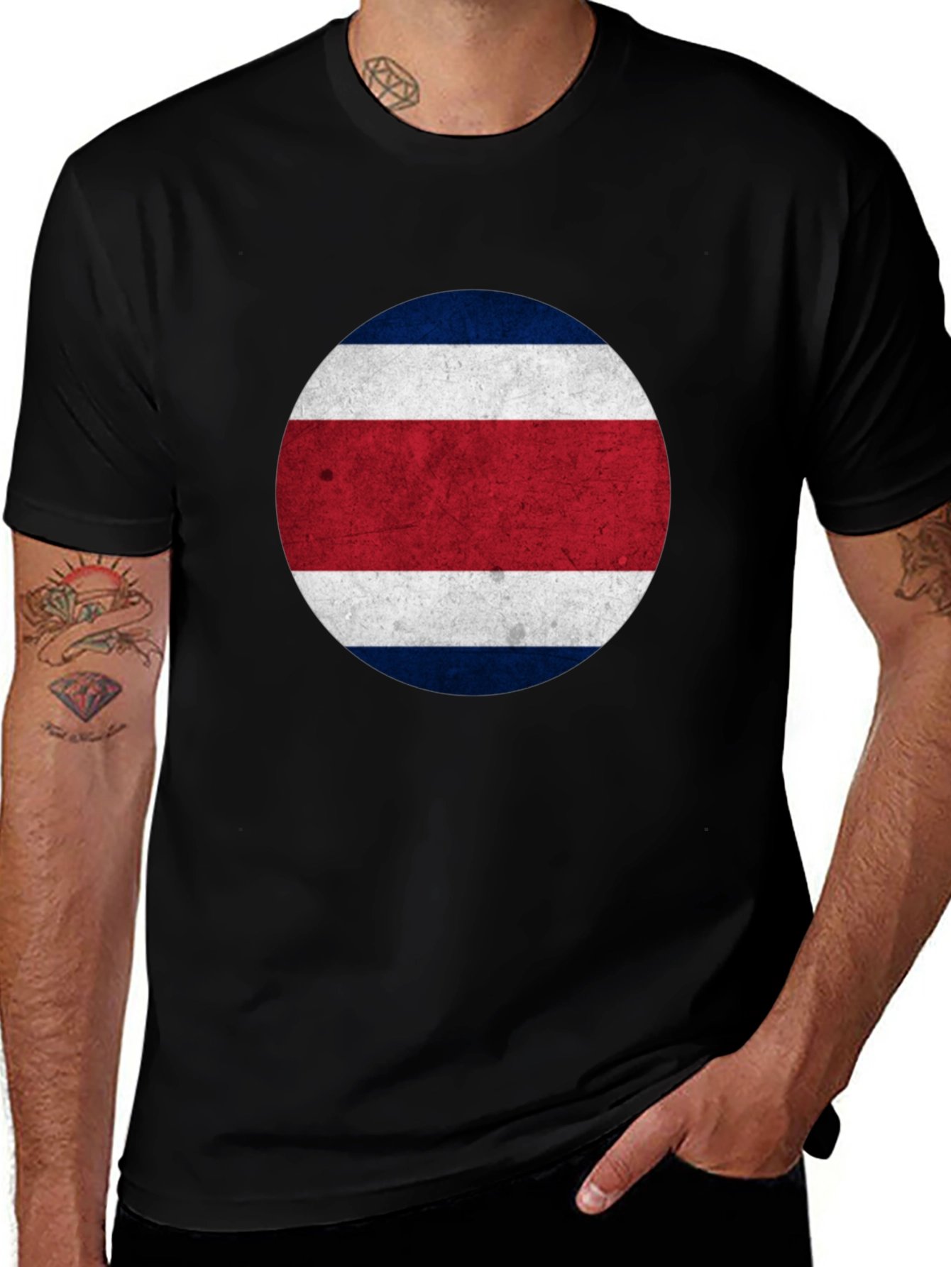 Costa Rica Flag T-Shirt - Round Patriotic Design
