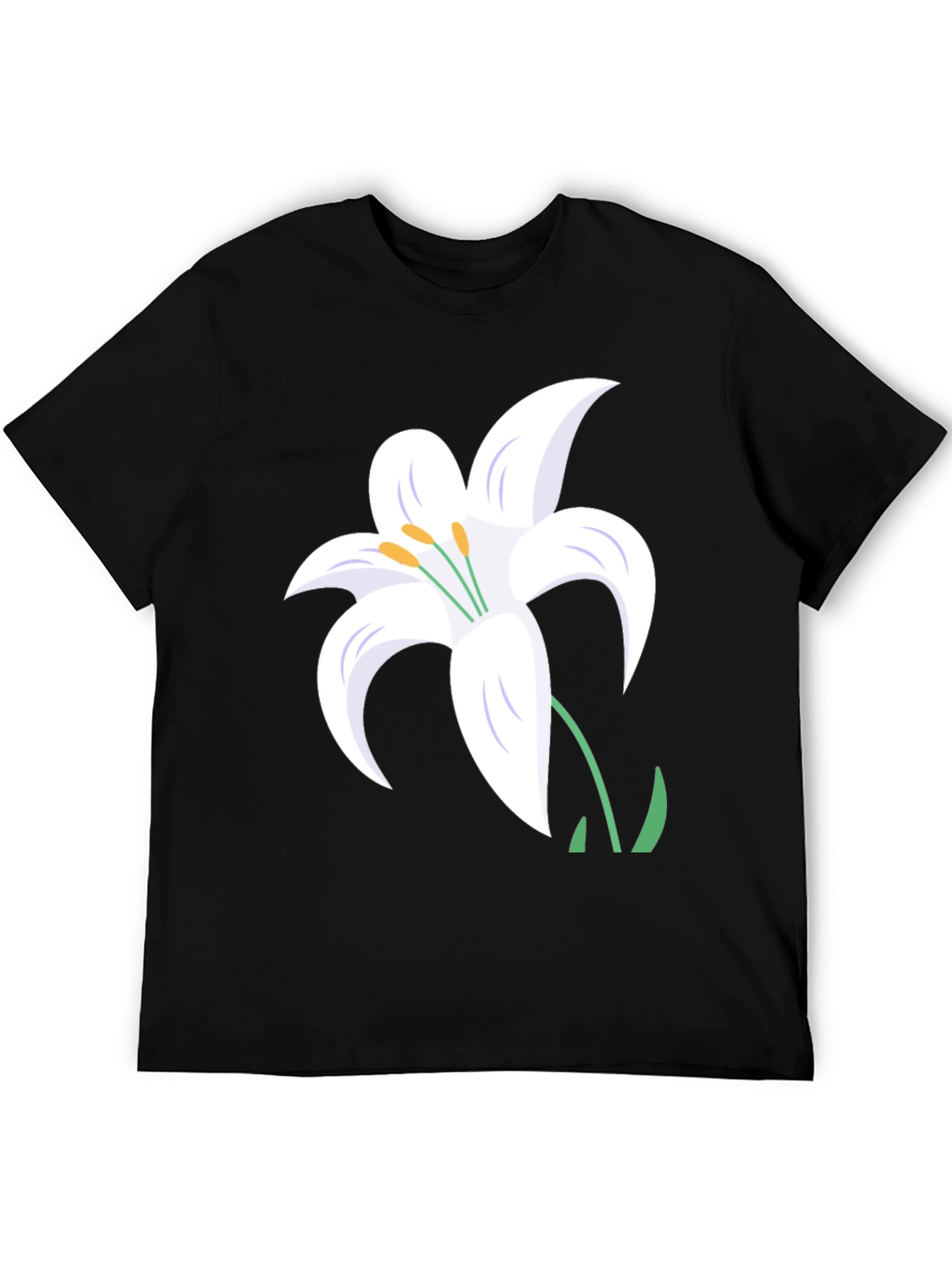 White Lily Graphic Tee - Stylish Black T-Shirt