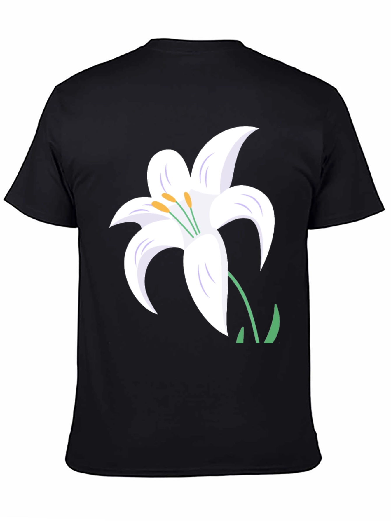 White Lily Graphic Tee - Stylish Black T-Shirt