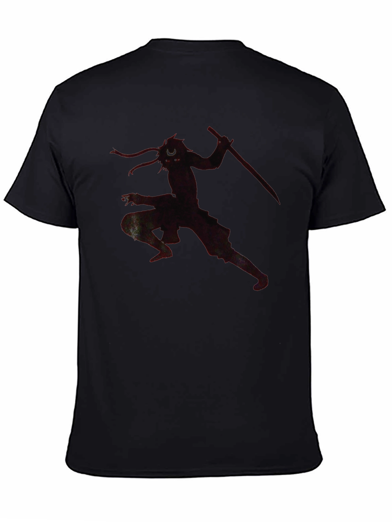 Samurai Warrior Graphic Tee - Black Cotton Blend