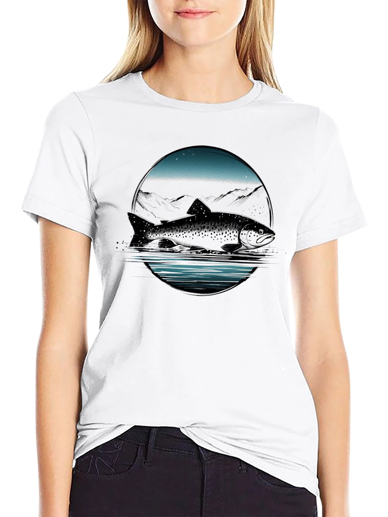 Muskie Fish Graphic Tee - Black Cotton T-Shirt