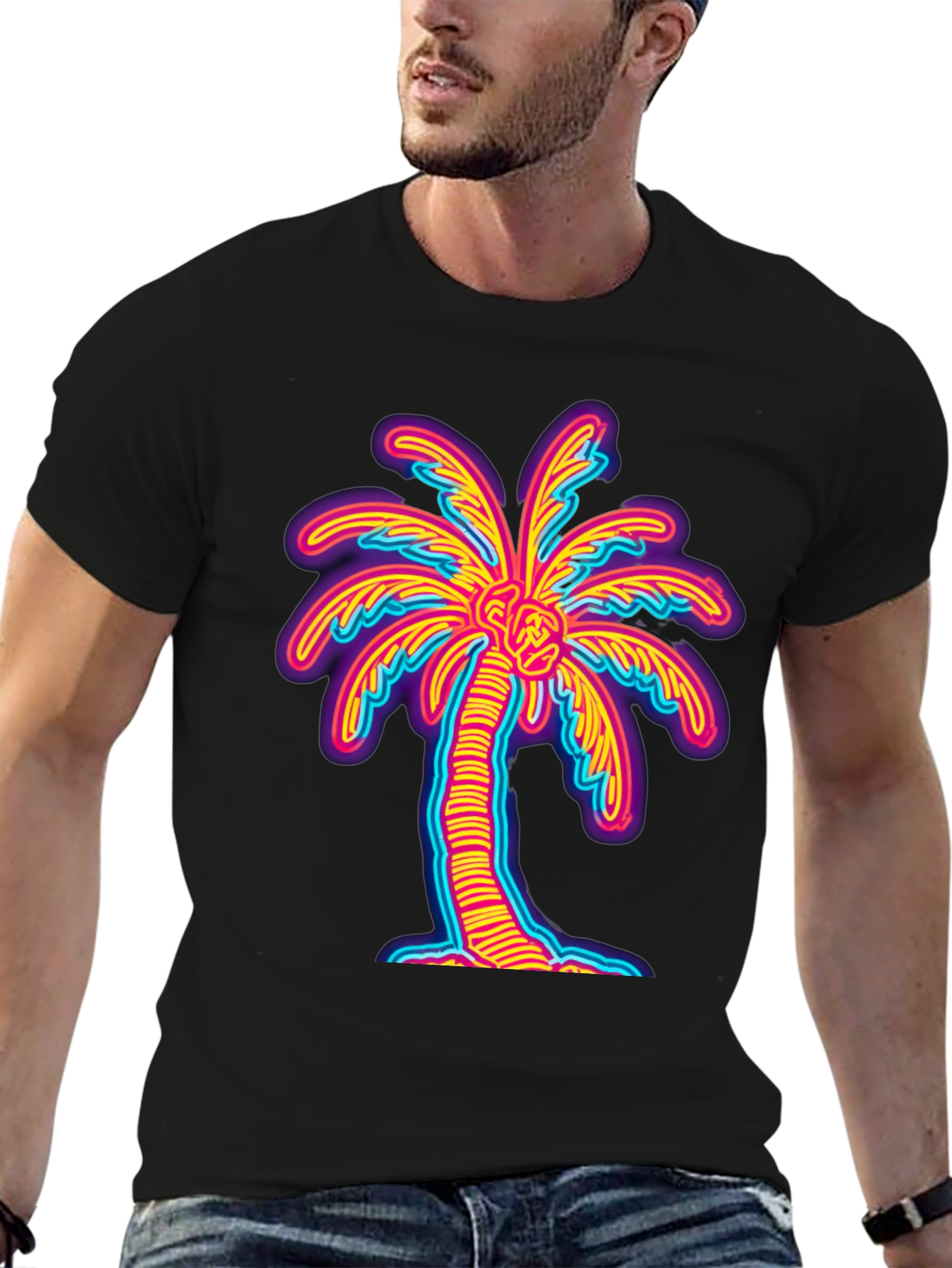 Neon Palm Tree Graphic Tee