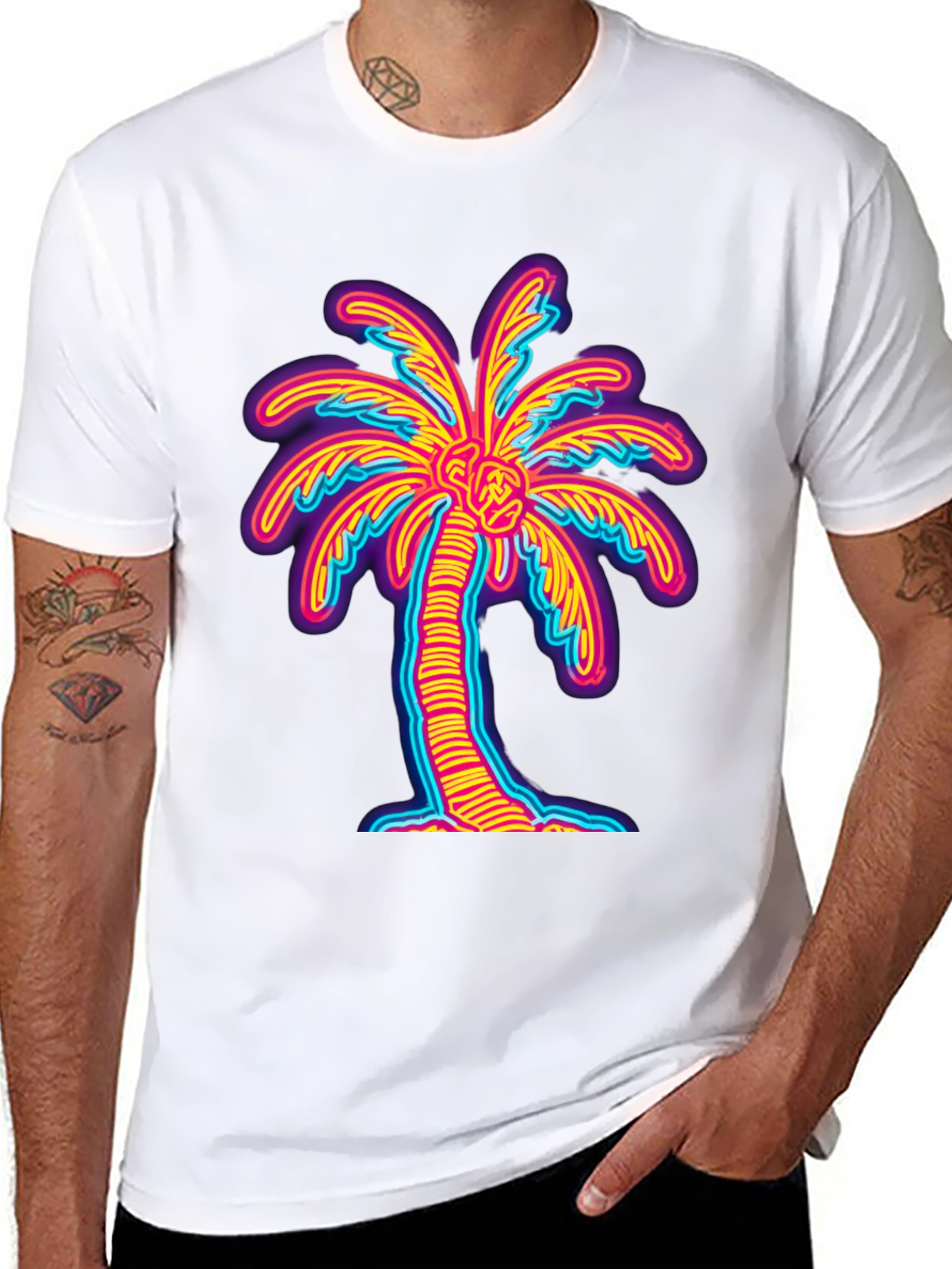 Neon Palm Tree Graphic Tee