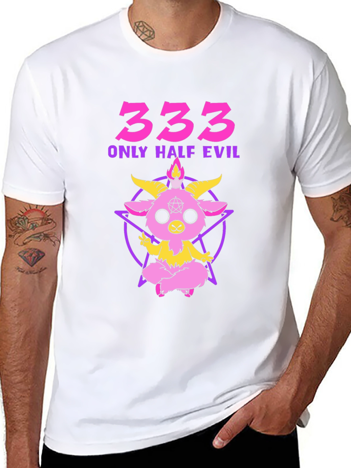 333 Only Half Evil Graphic T-Shirt