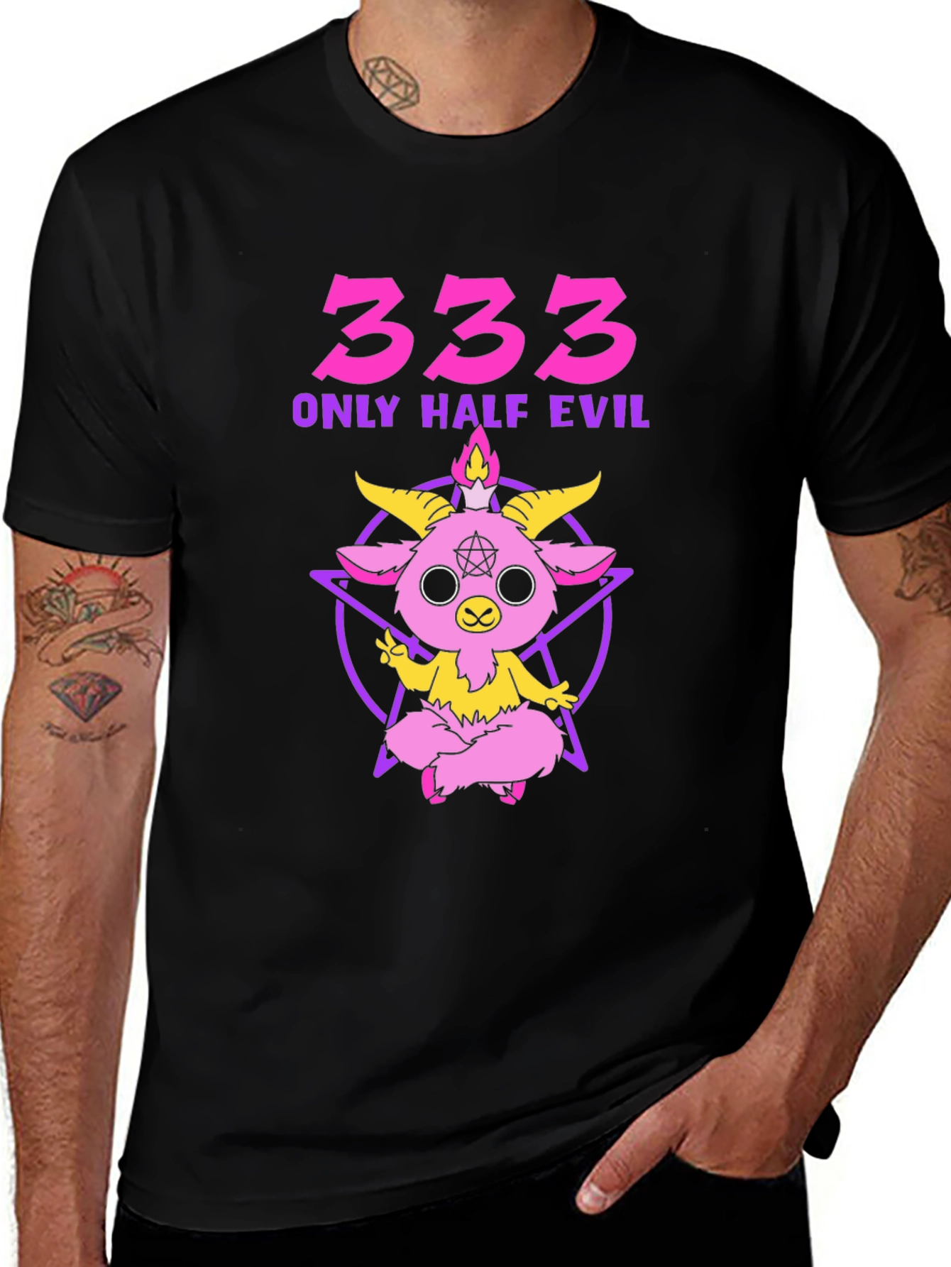 333 Only Half Evil Graphic T-Shirt