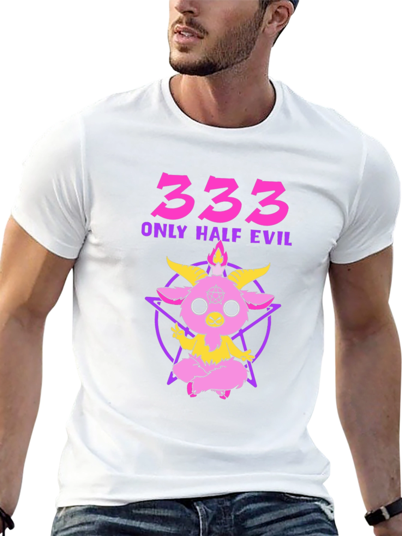 333 Only Half Evil Graphic T-Shirt