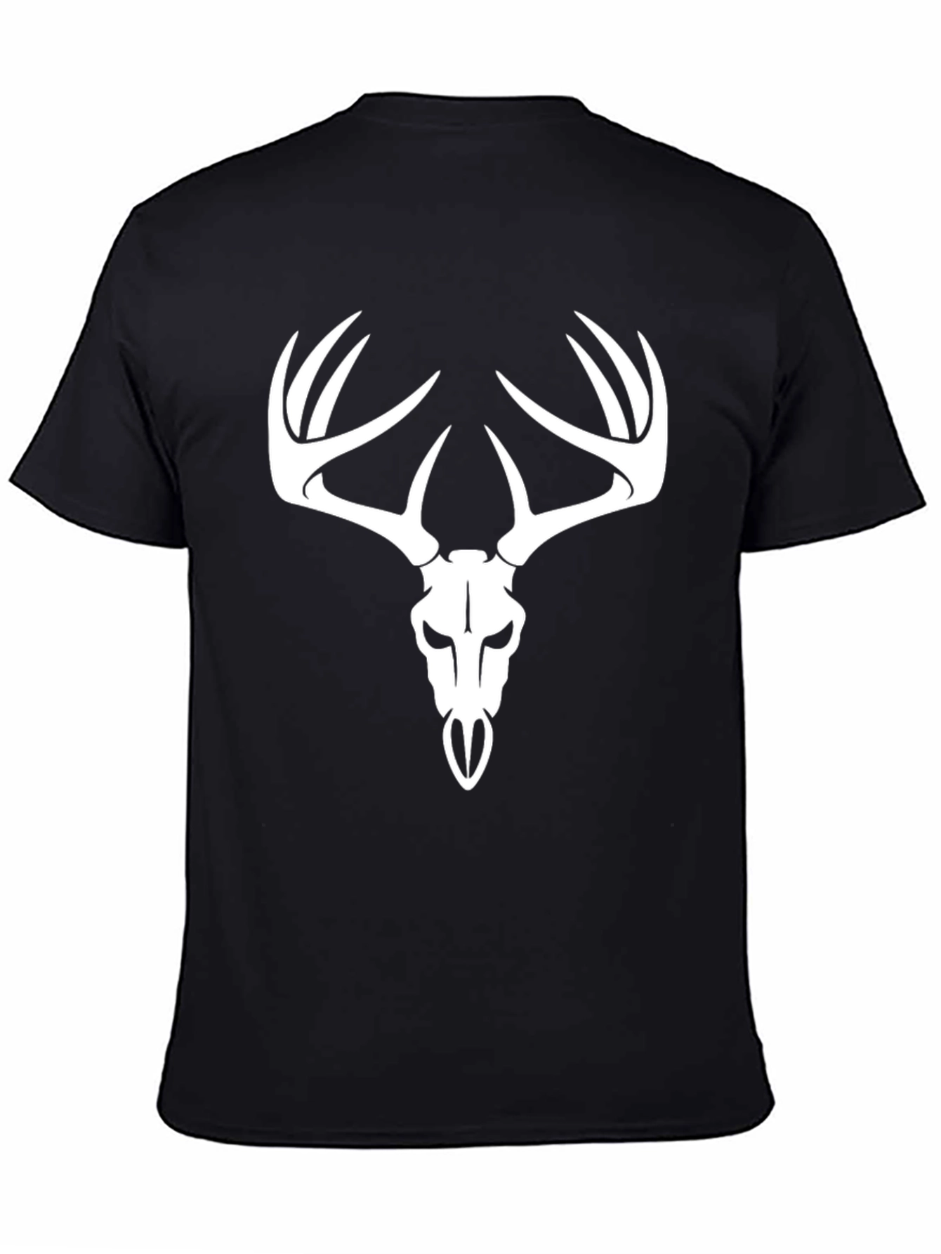 Deer Skull Graphic Tee - Black Cotton T-Shirt