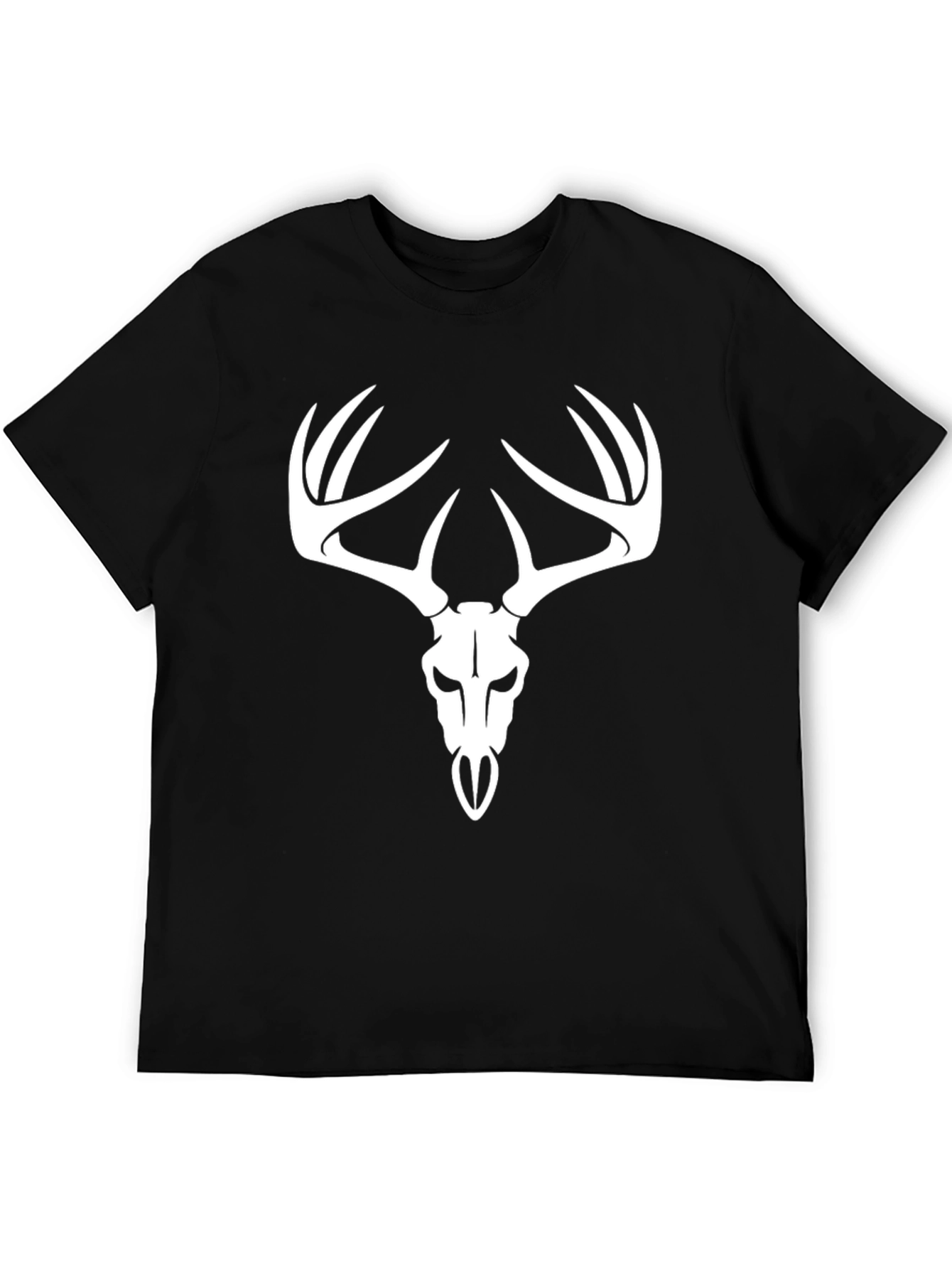 Deer Skull Graphic Tee - Black Cotton T-Shirt