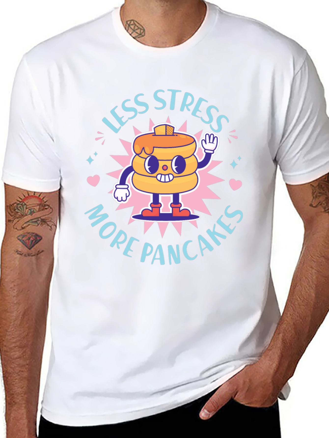 Less Stress More Pancakes T-Shirt - Foodie Fun
