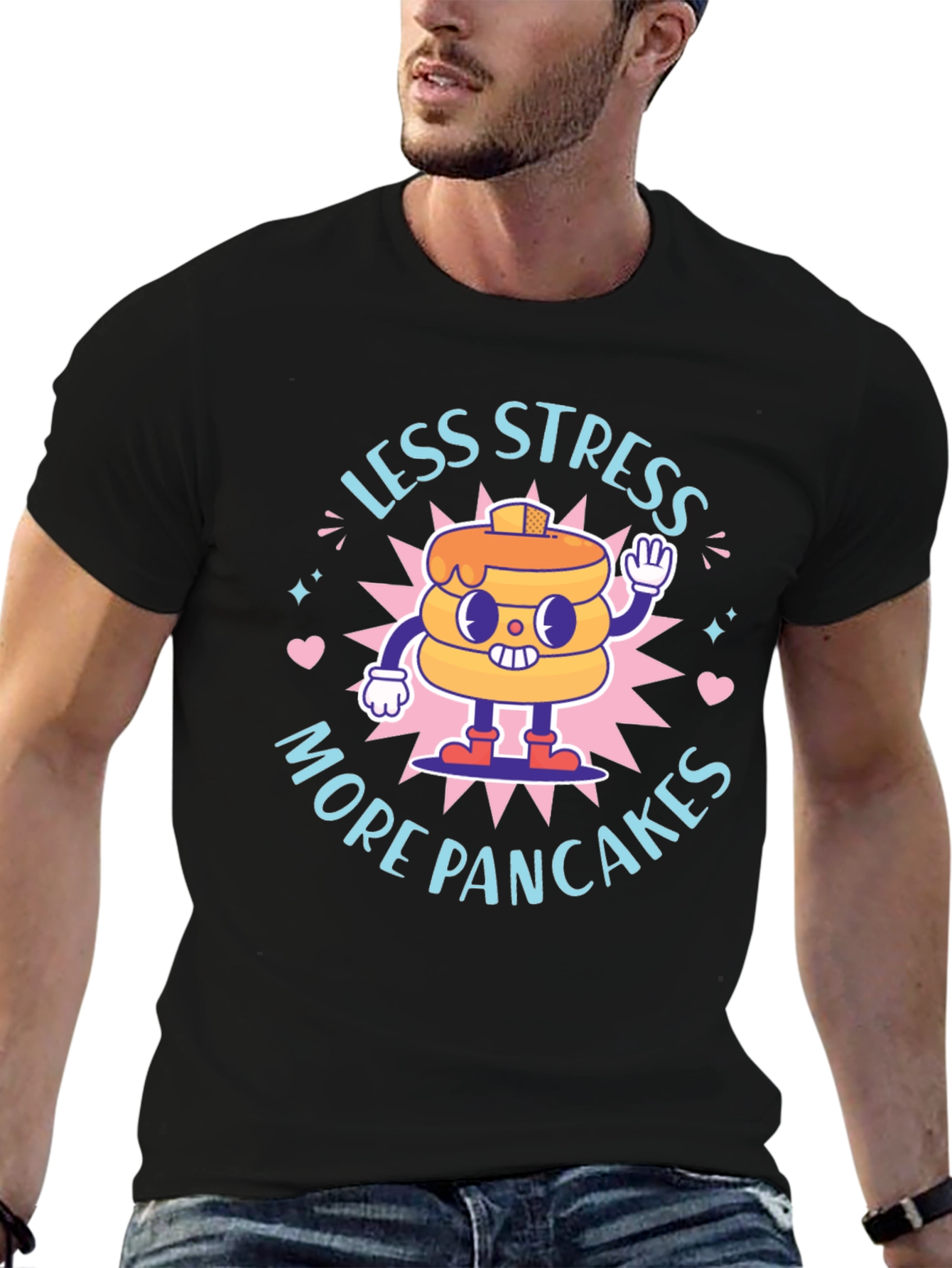 Less Stress More Pancakes T-Shirt - Foodie Fun