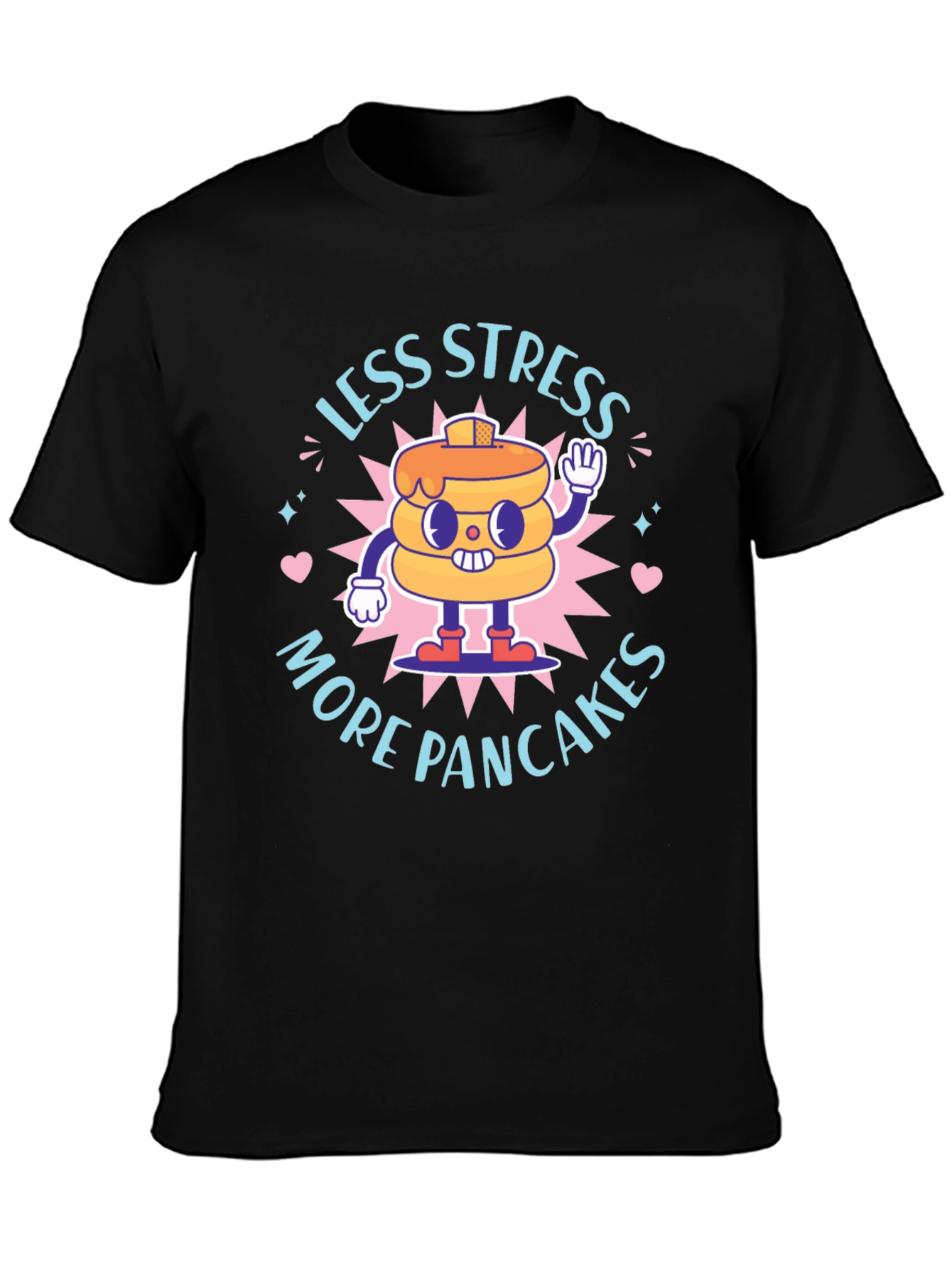 Less Stress More Pancakes T-Shirt - Foodie Fun
