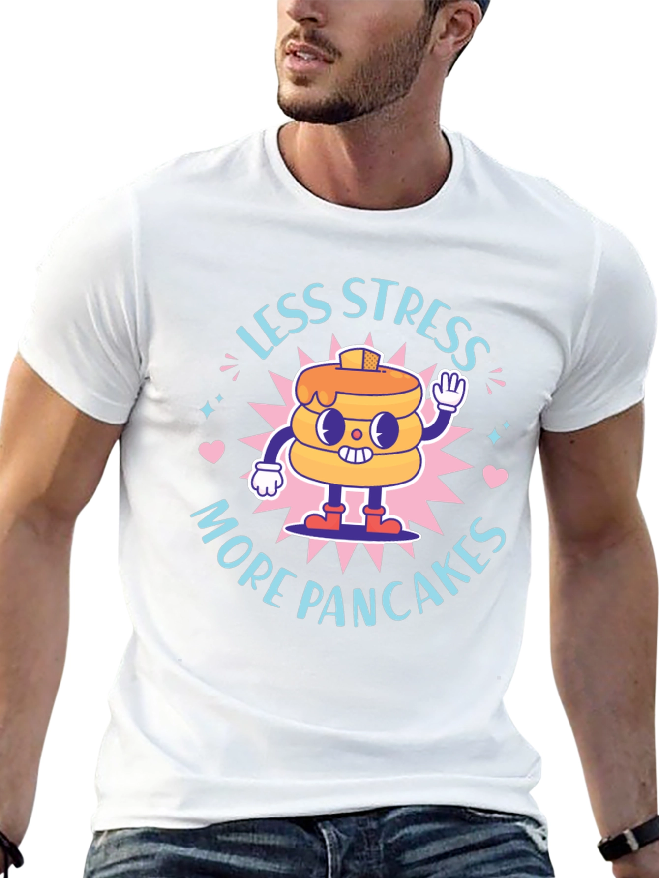 Less Stress More Pancakes T-Shirt - Foodie Fun