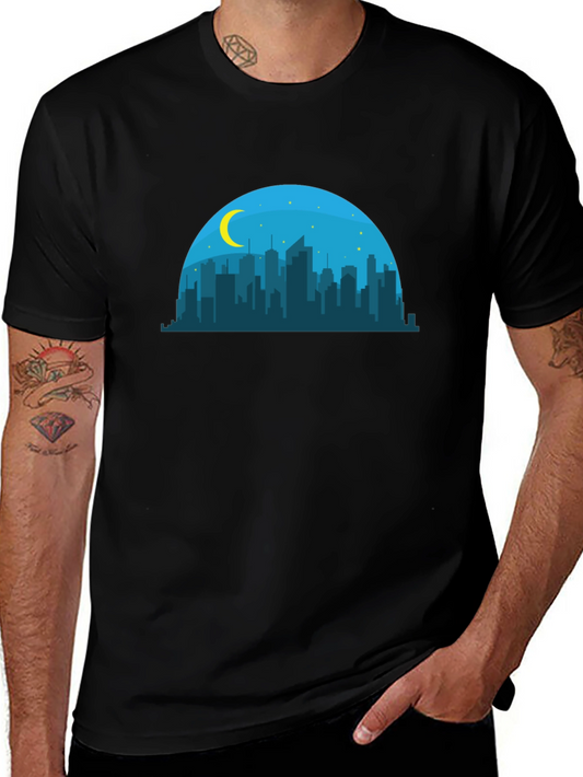 Cityscape Moon Graphic T-Shirt