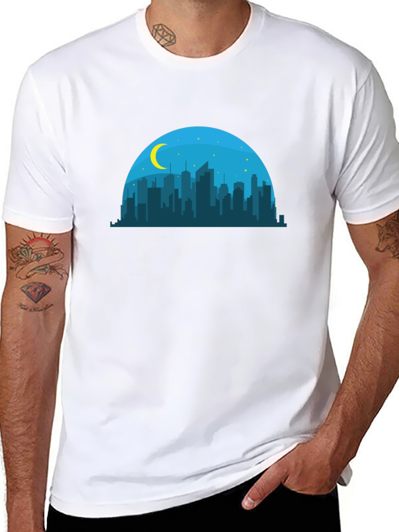 Cityscape Moon Graphic T-Shirt