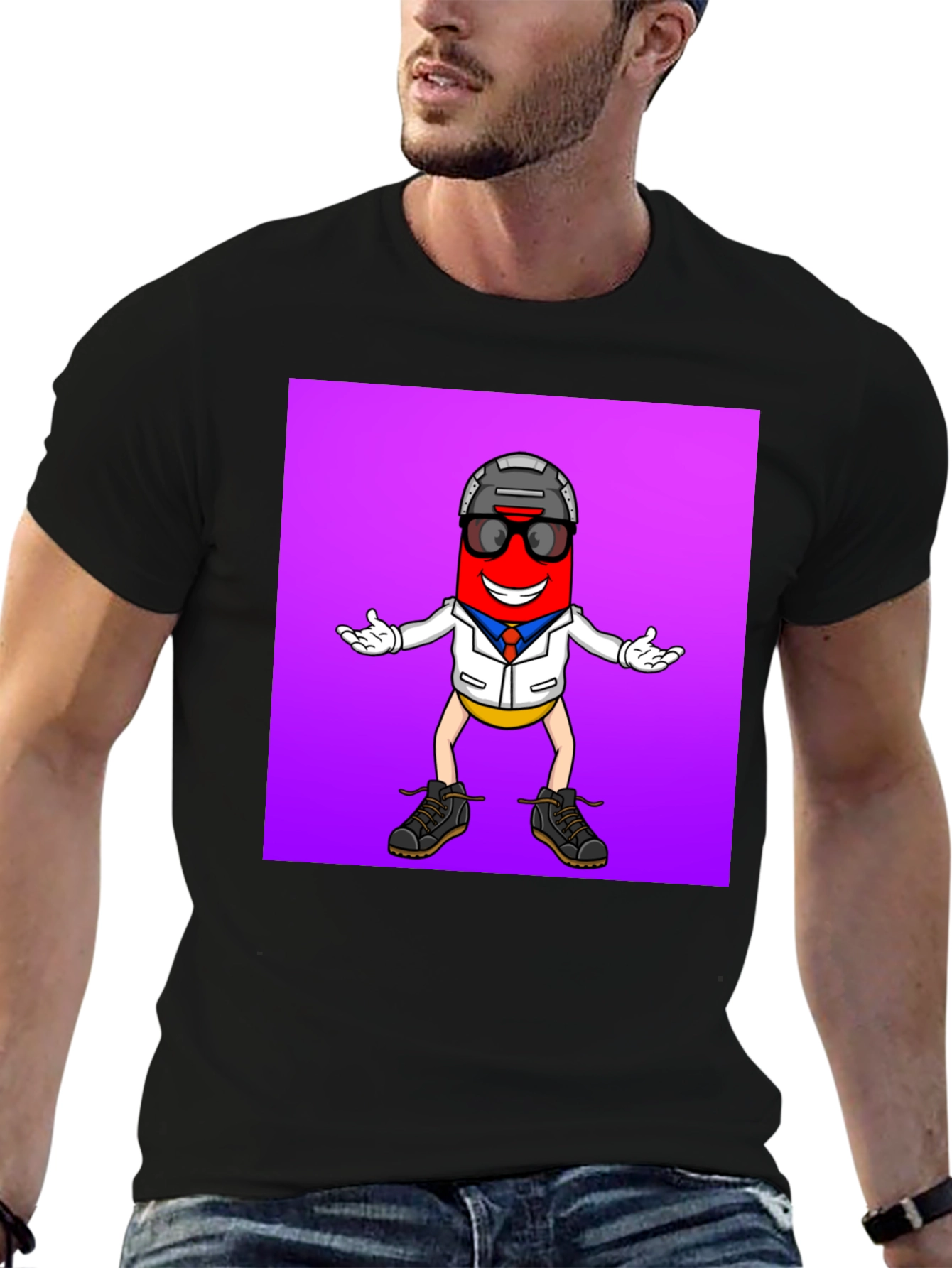 Fun Pill Character Graphic Tee - Cool and Unique!