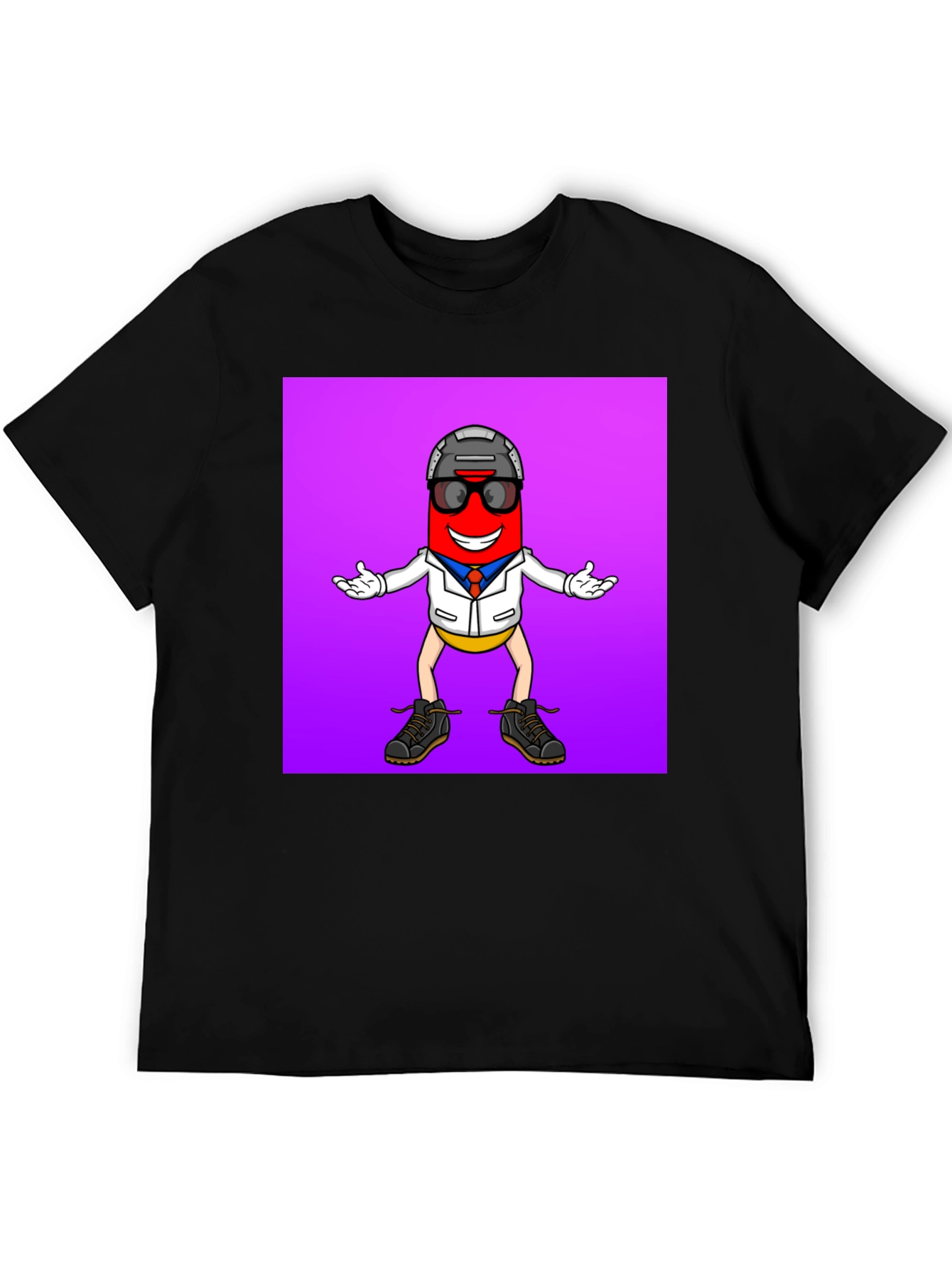 Fun Pill Character Graphic Tee - Cool and Unique!