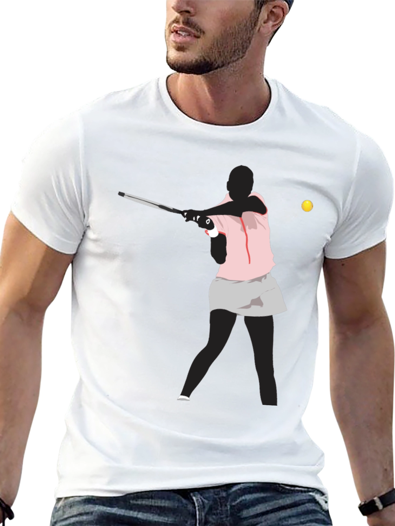 Tennis Player Graphic T-Shirt - Sporty Casual Wear