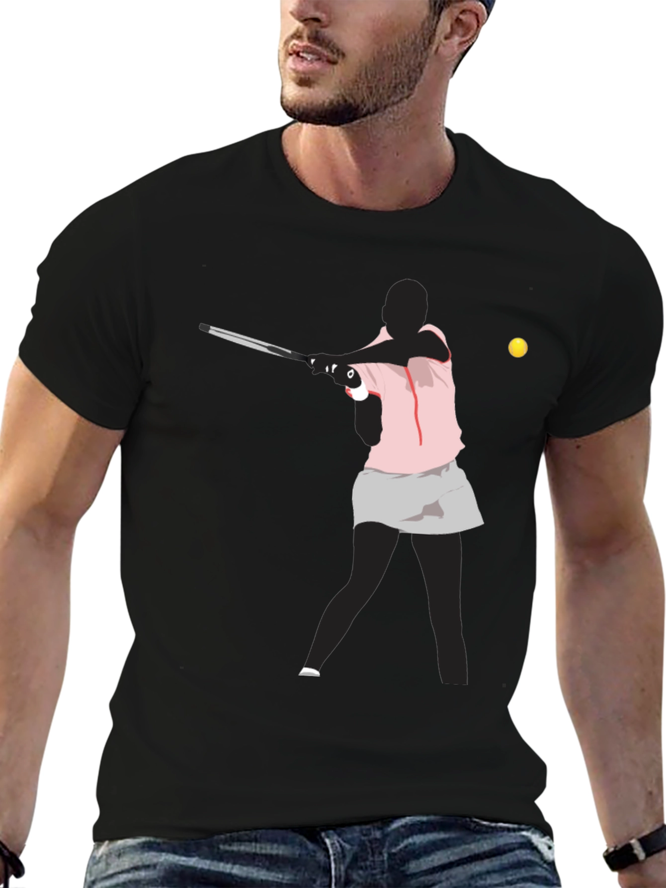 Tennis Player Graphic T-Shirt - Sporty Casual Wear
