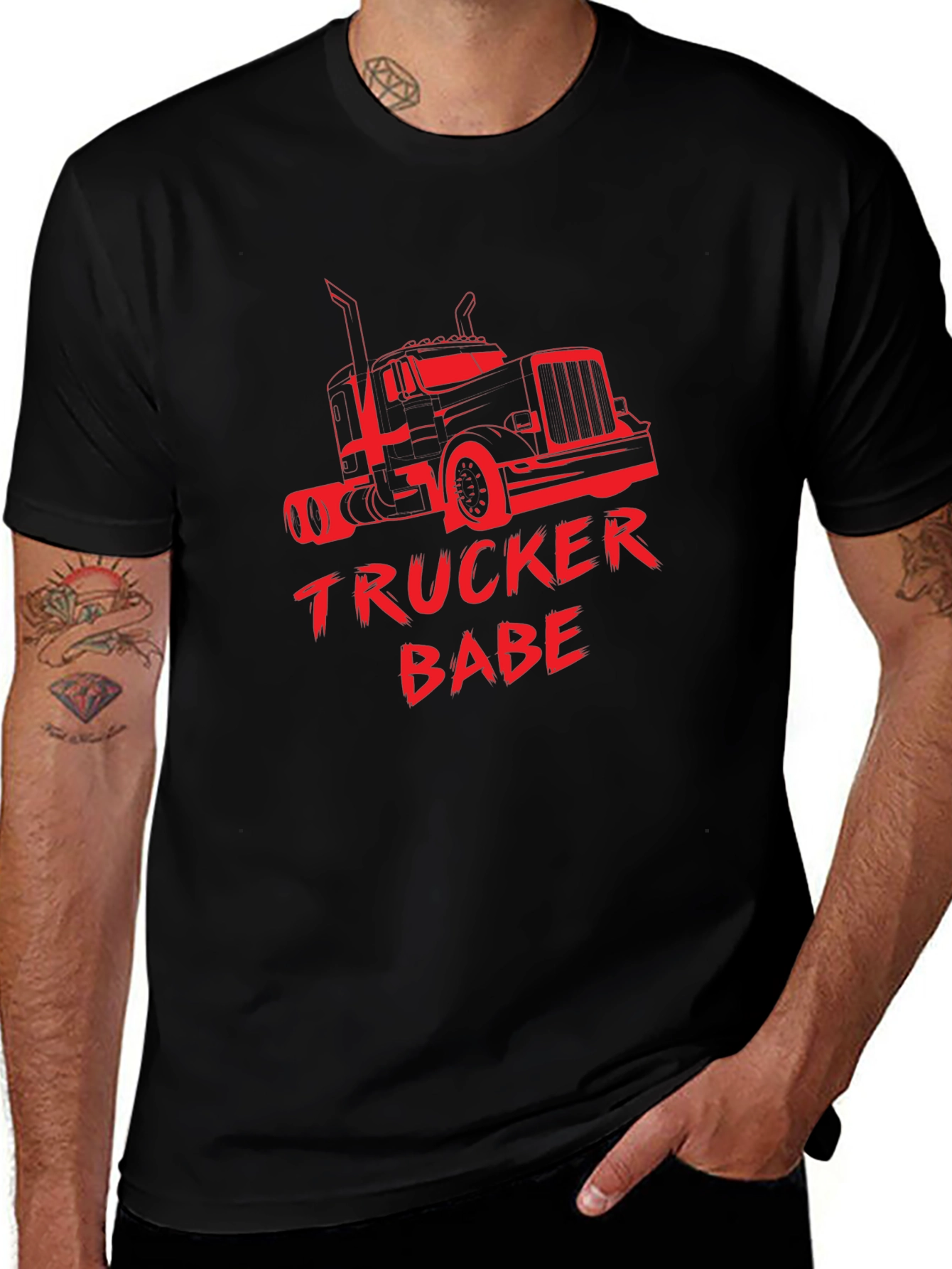 Trucker Babe Graphic Tee - Black