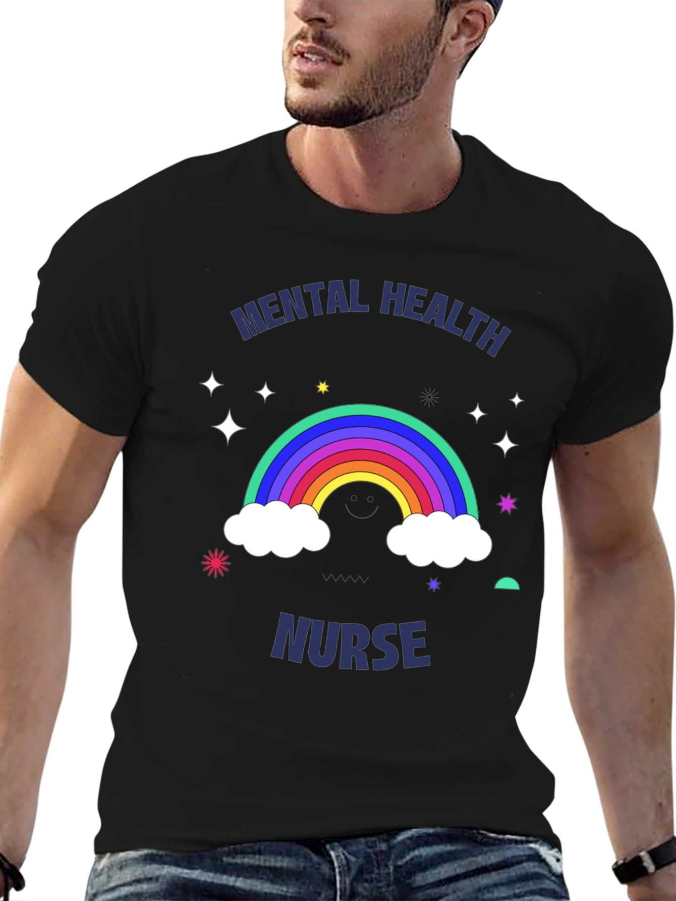 Mental Health Nurse Rainbow Graphic T-Shirt