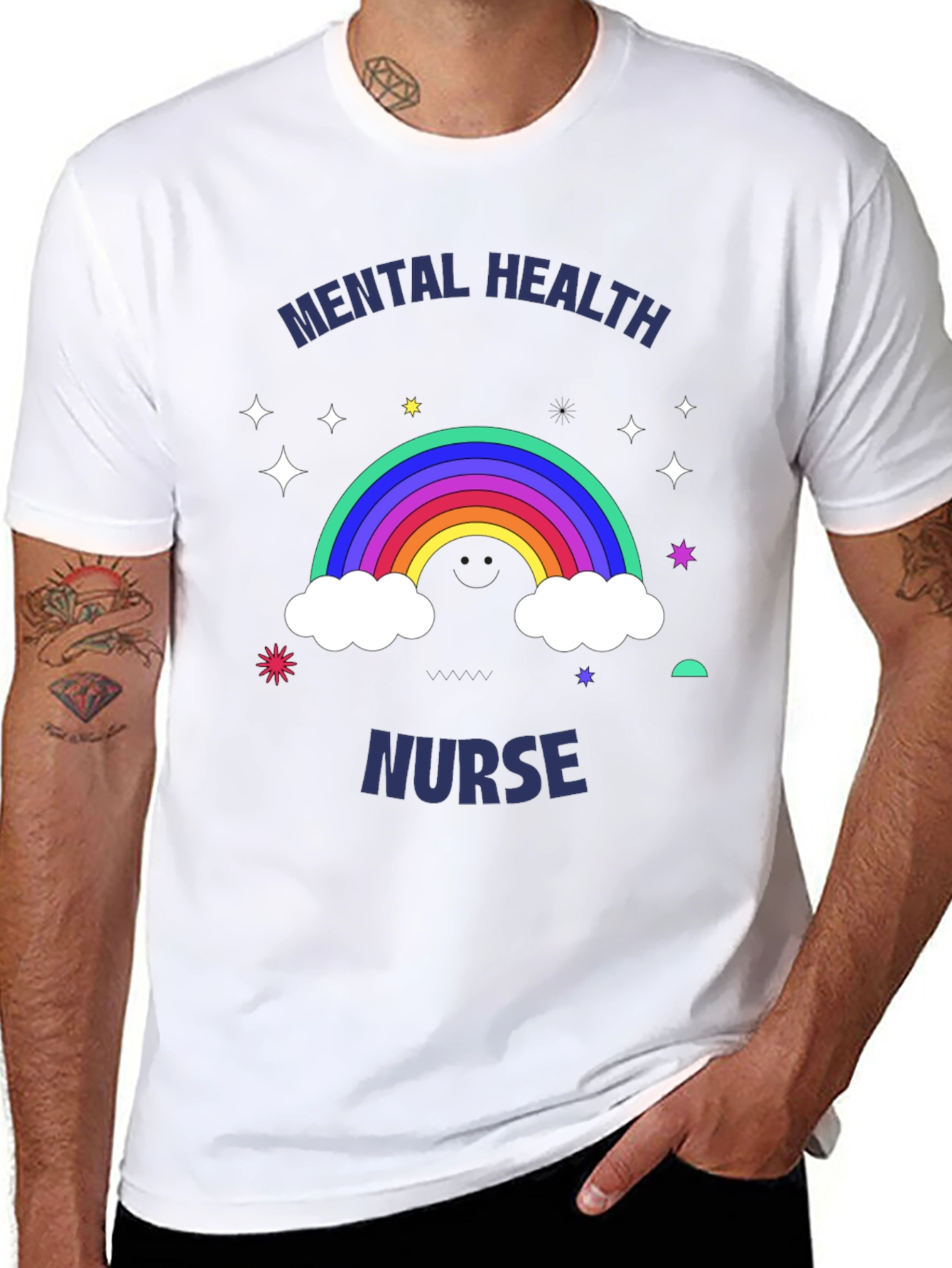Mental Health Nurse Rainbow Graphic T-Shirt