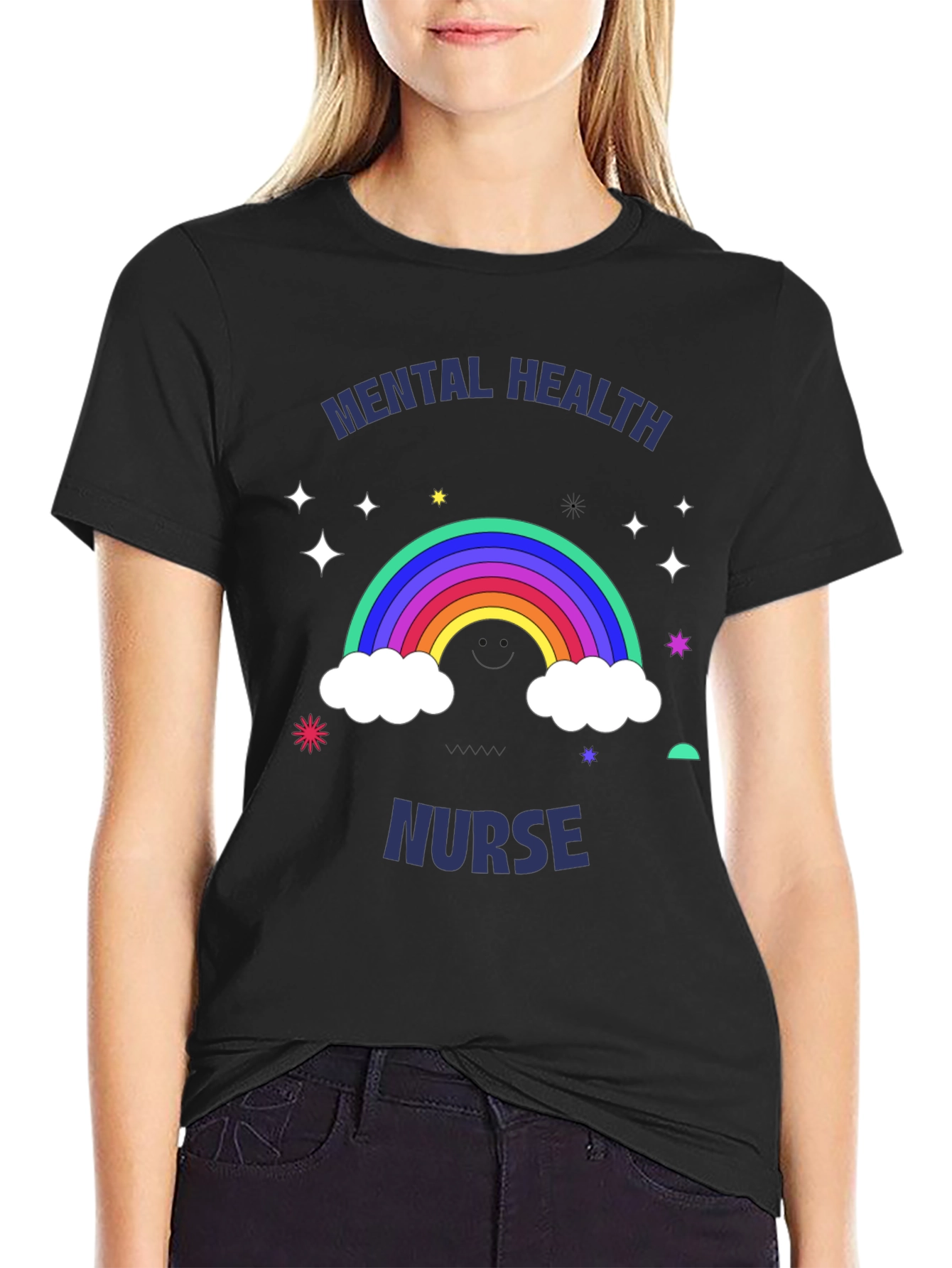 Mental Health Nurse Rainbow Graphic T-Shirt