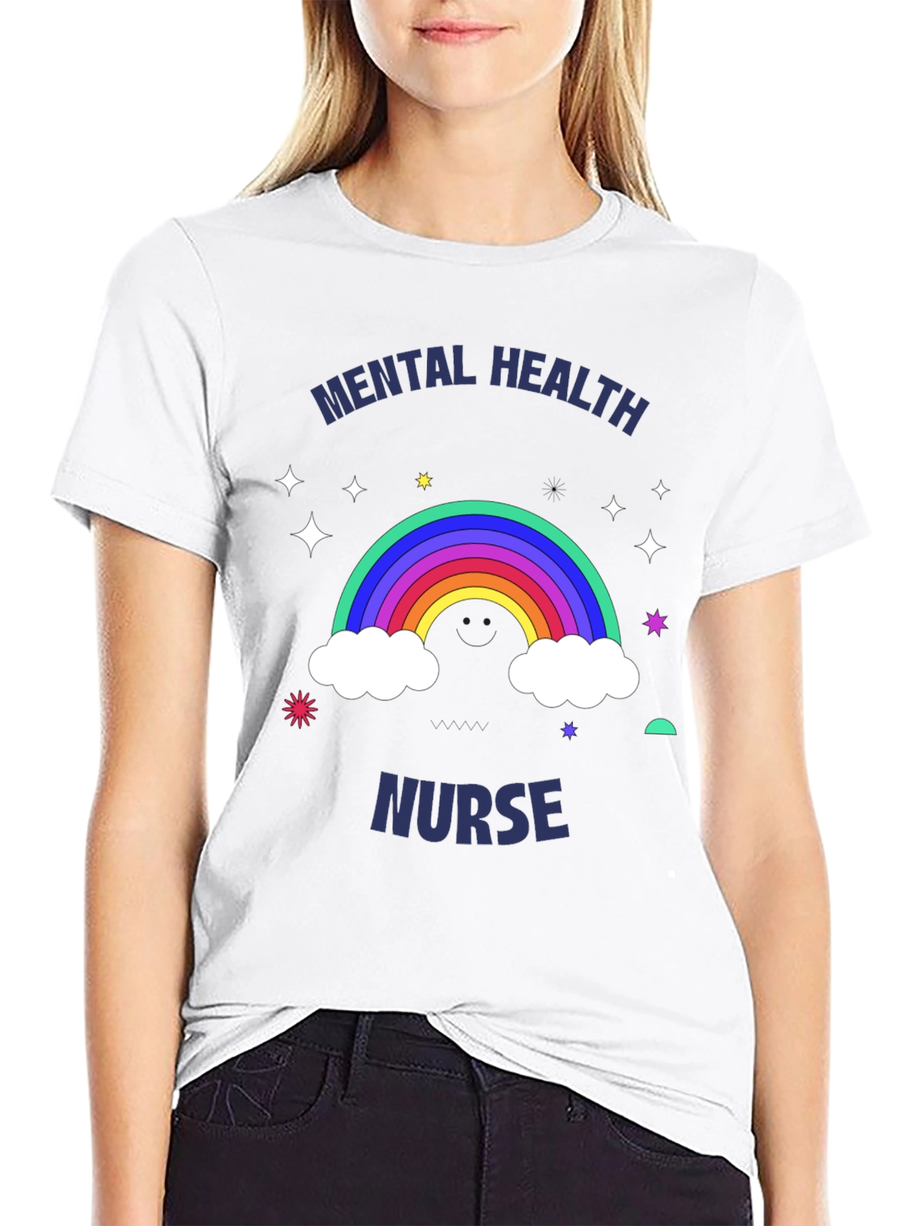 Mental Health Nurse Rainbow Graphic T-Shirt