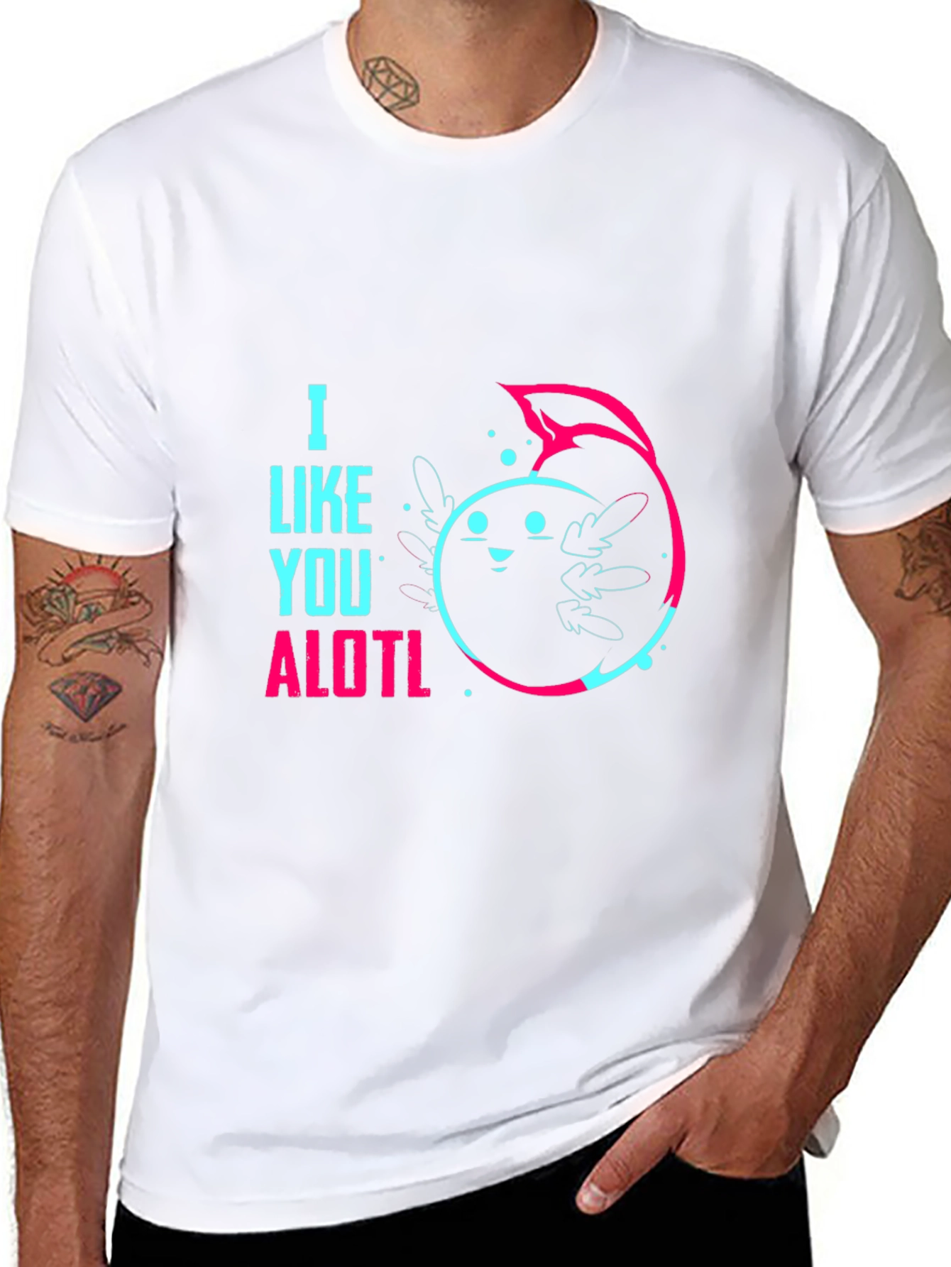 I Like You ALOTL Axolotl Pun Black Graphic Tee